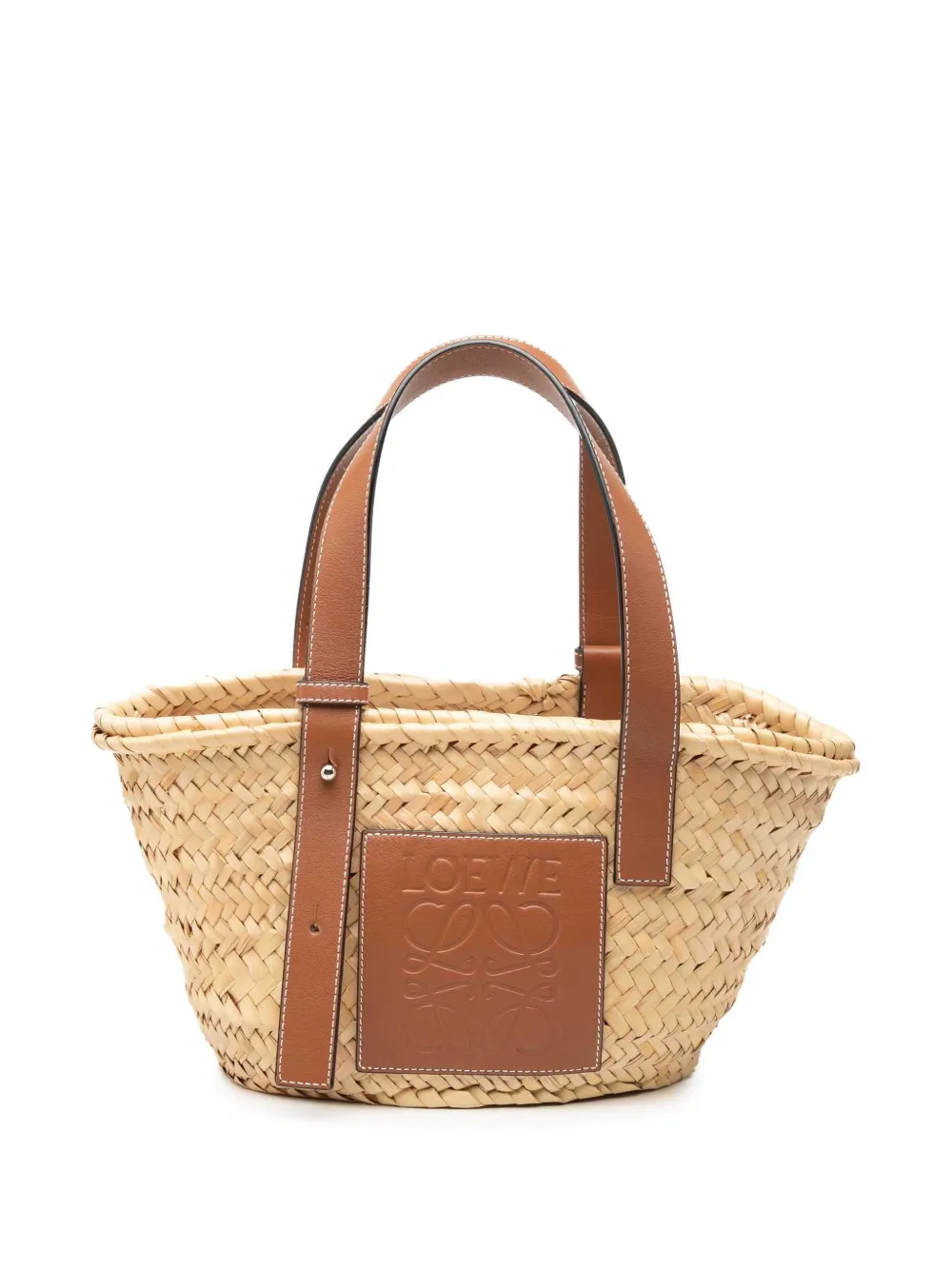 Loewe Pre-Owned 2019 kleine Anagram Beuteltasche aus Raffiabast - Nude