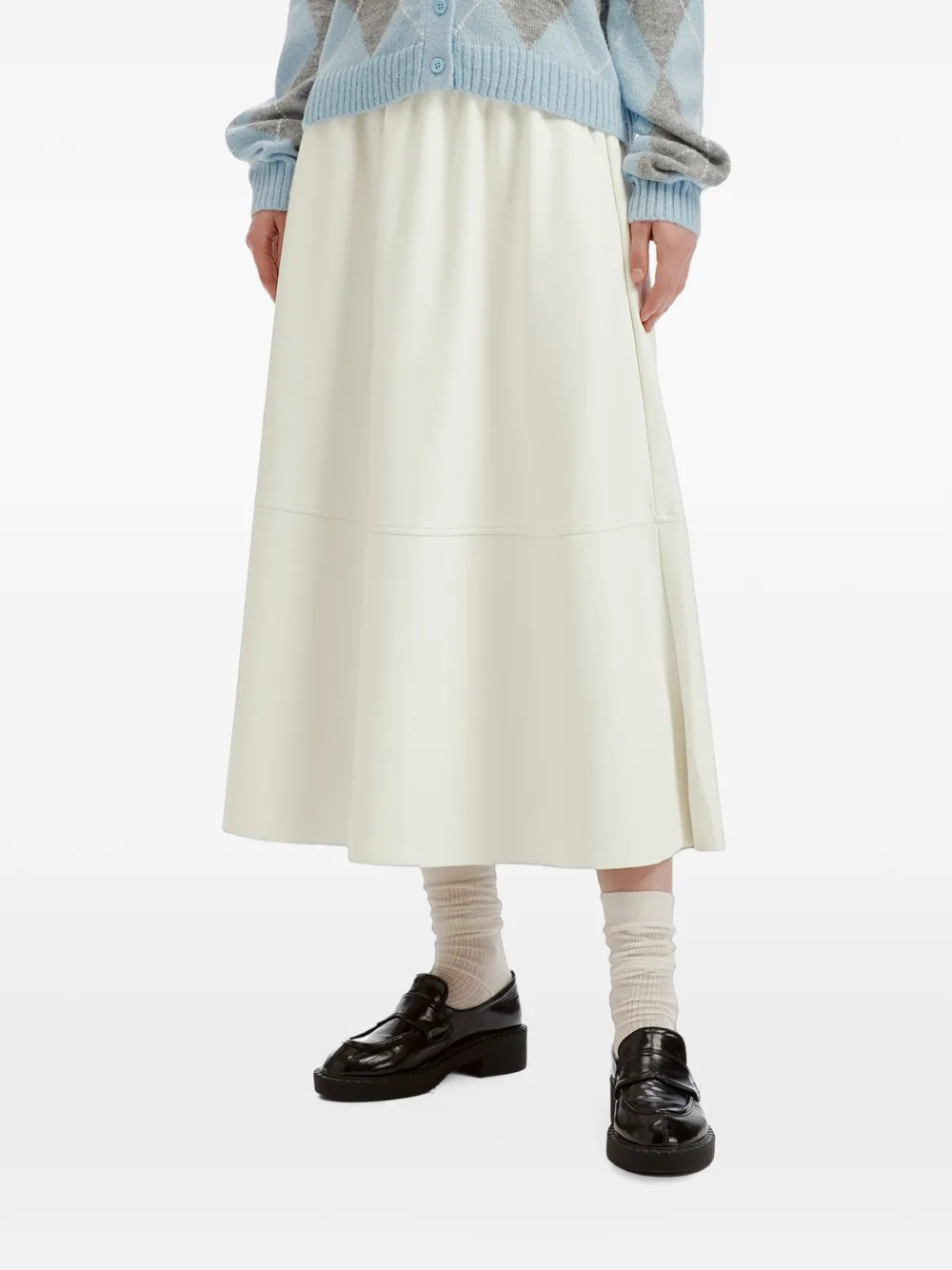 b+ab Rok met elastische tailleband en vlakken Beige