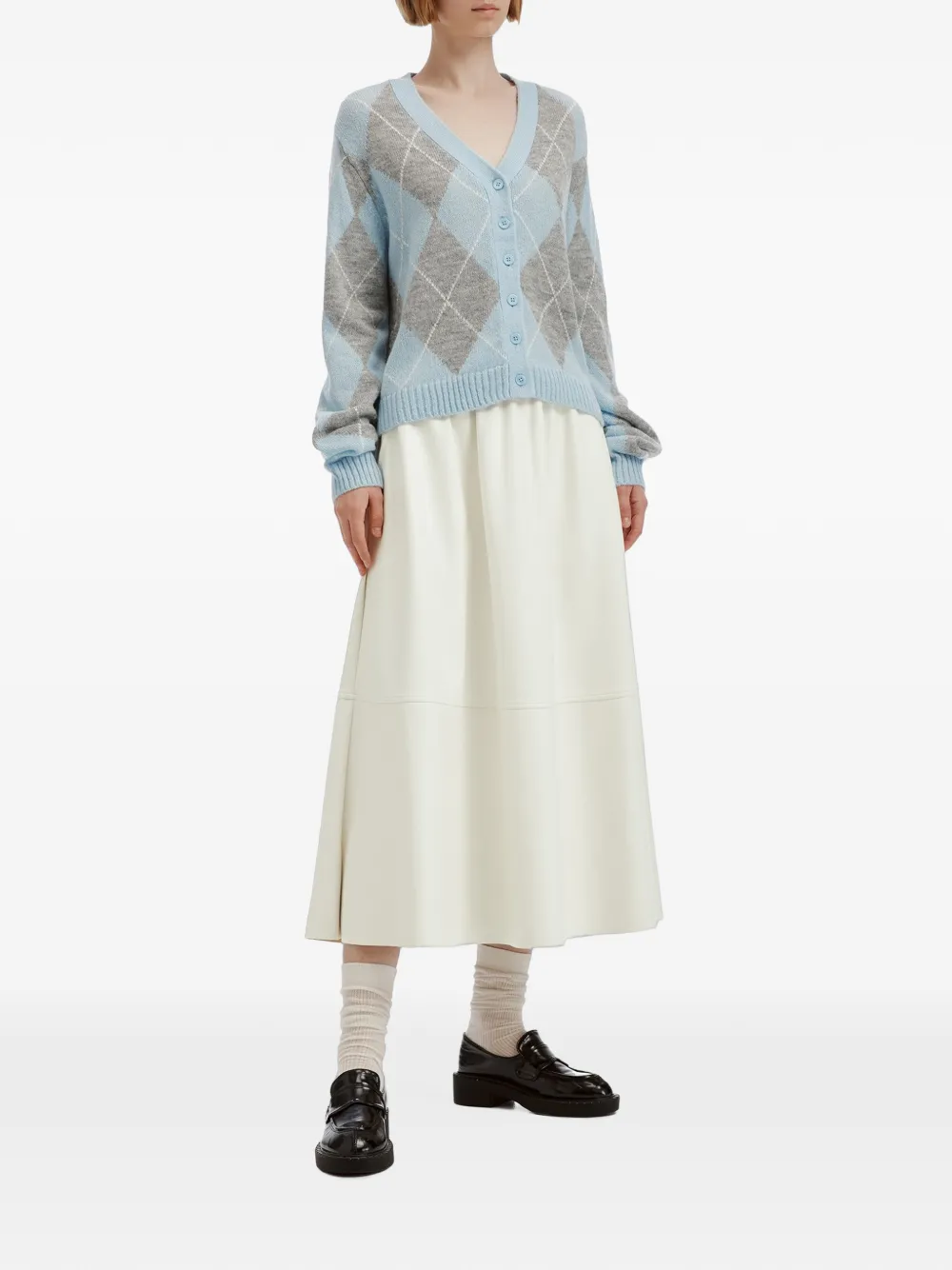 b+ab Rok met elastische tailleband en vlakken Beige