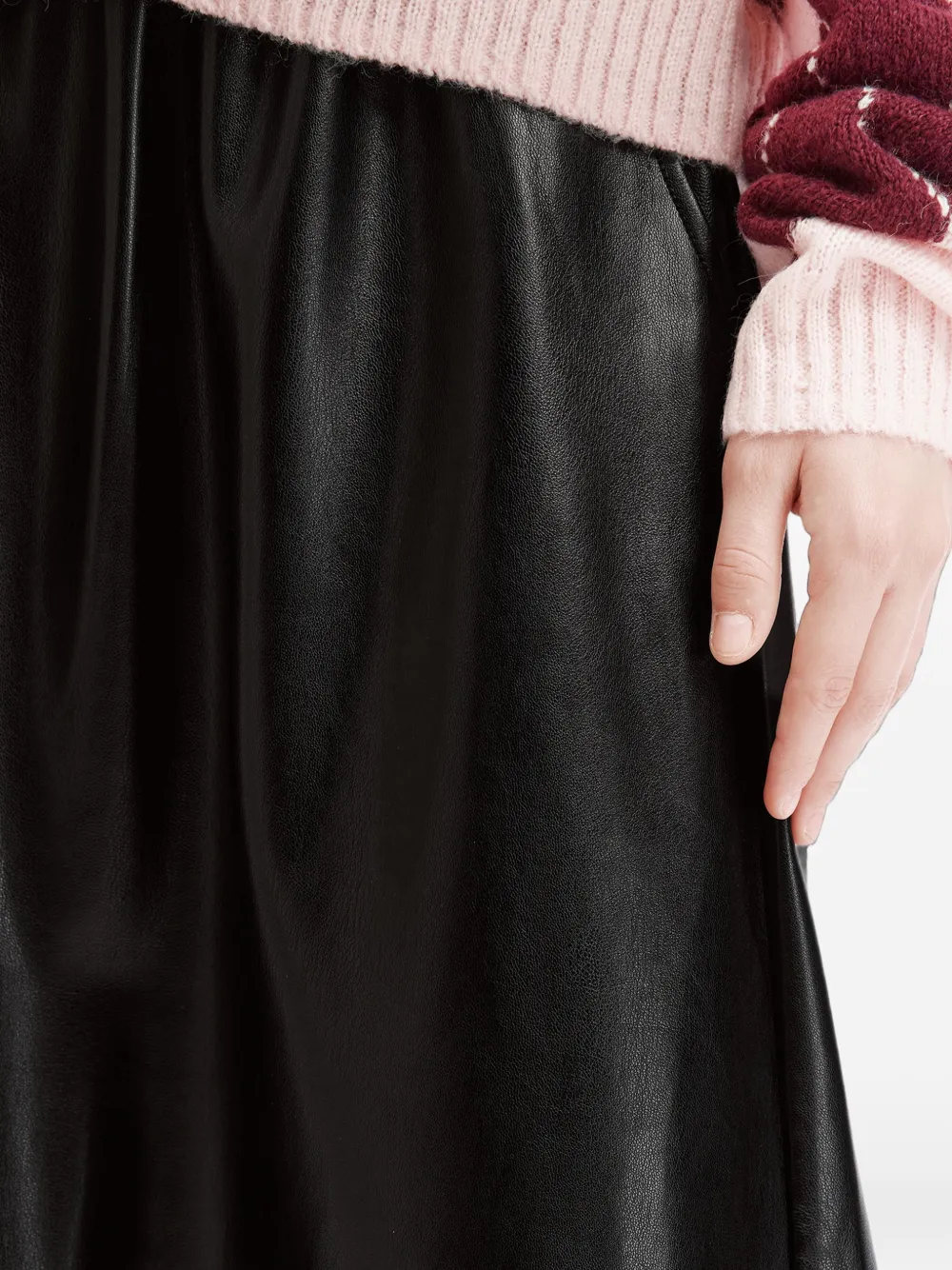 b+ab Midi-rok met elastische taille en vlakken Zwart