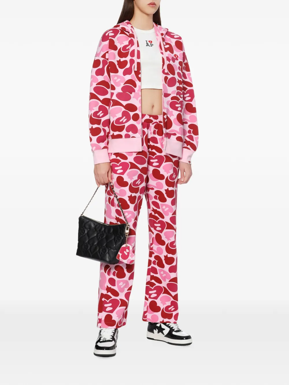 APEE™ by *A BATHING APE Hoodie met hartvormige camouflageprint en rits Roze