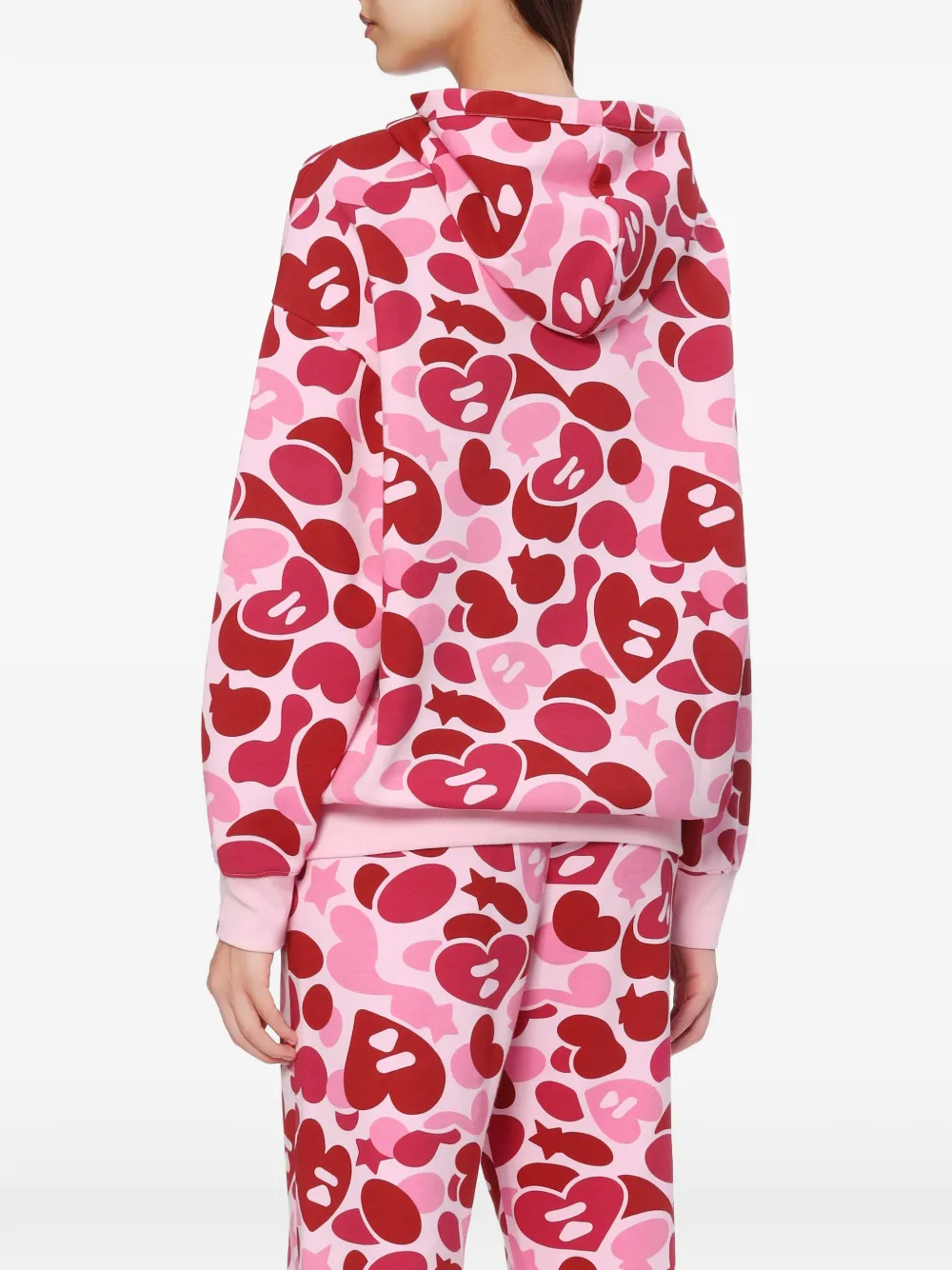 APEE™ by *A BATHING APE Hoodie met hartvormige camouflageprint en rits Roze