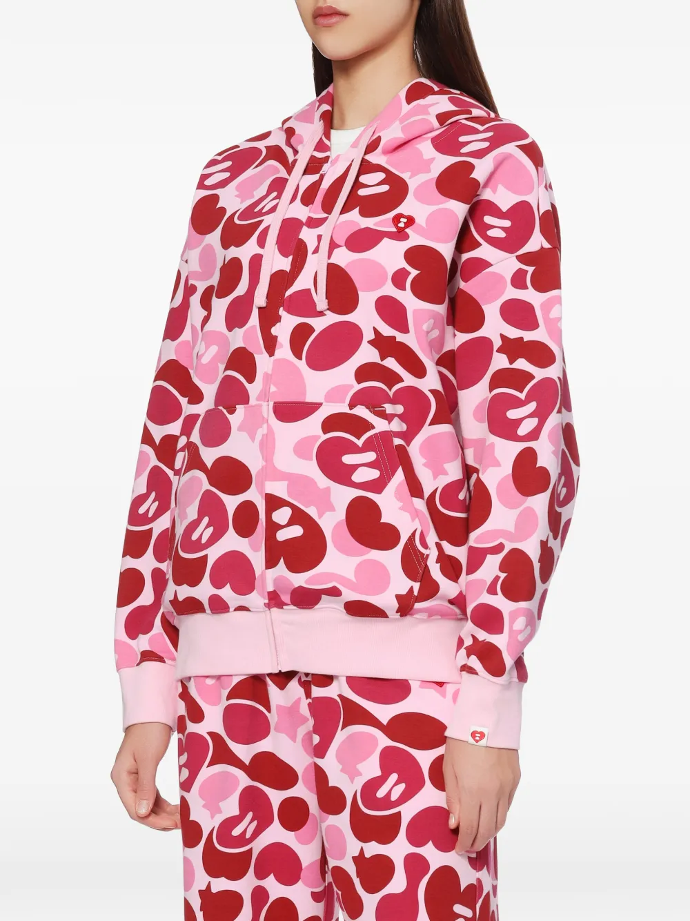 APEE™ by *A BATHING APE Hoodie met hartvormige camouflageprint en rits Roze