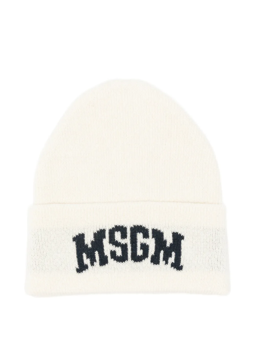MSGM Kids Beanie mit Intarsien-Logo - Nude