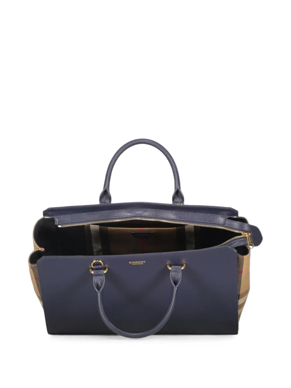 Burberry Shopper met geruit vlak Blauw