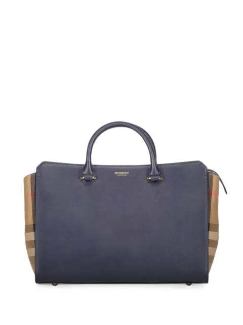 Burberry Check-panel leather tote bag