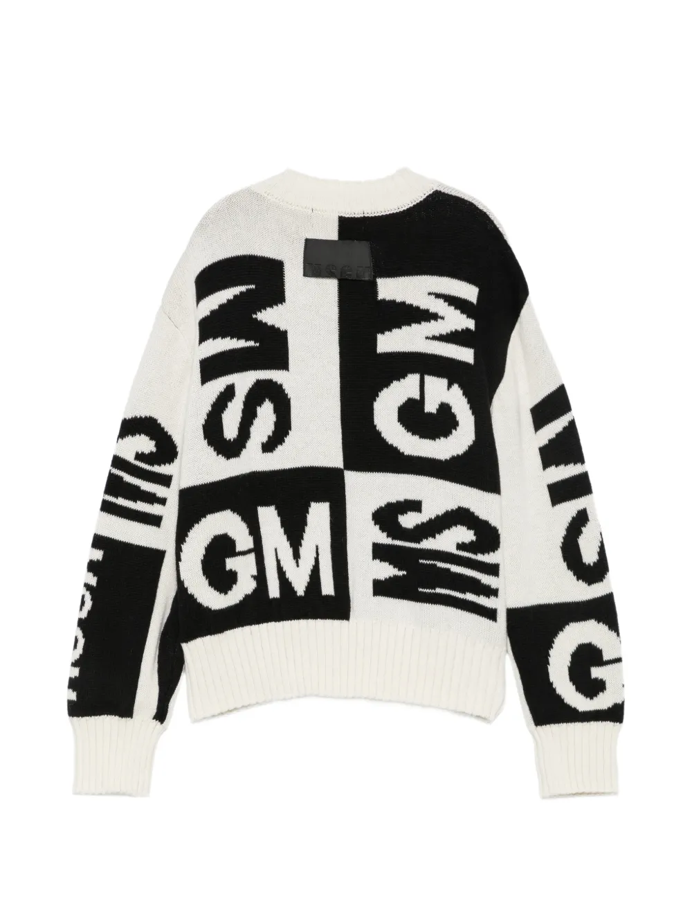 MSGM Kids Geruite trui met logo-intarsia Wit
