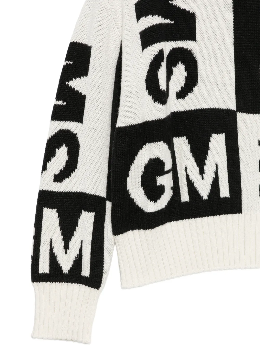 MSGM Kids Geruite trui met logo-intarsia Wit
