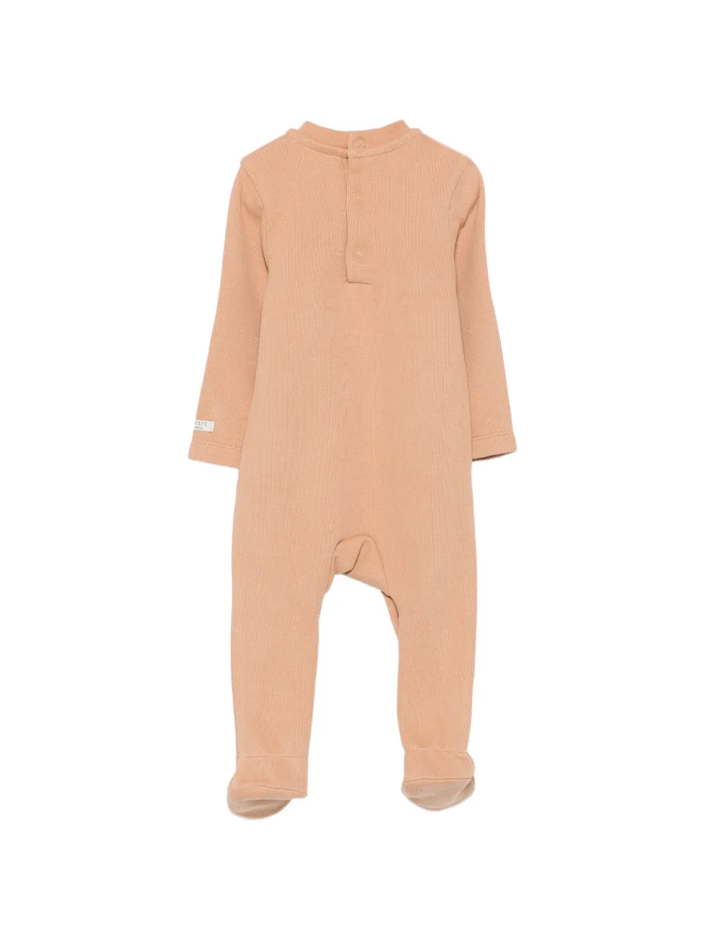 Donsje Geribbelde jumpsuit met geborduurd konijn Bruin