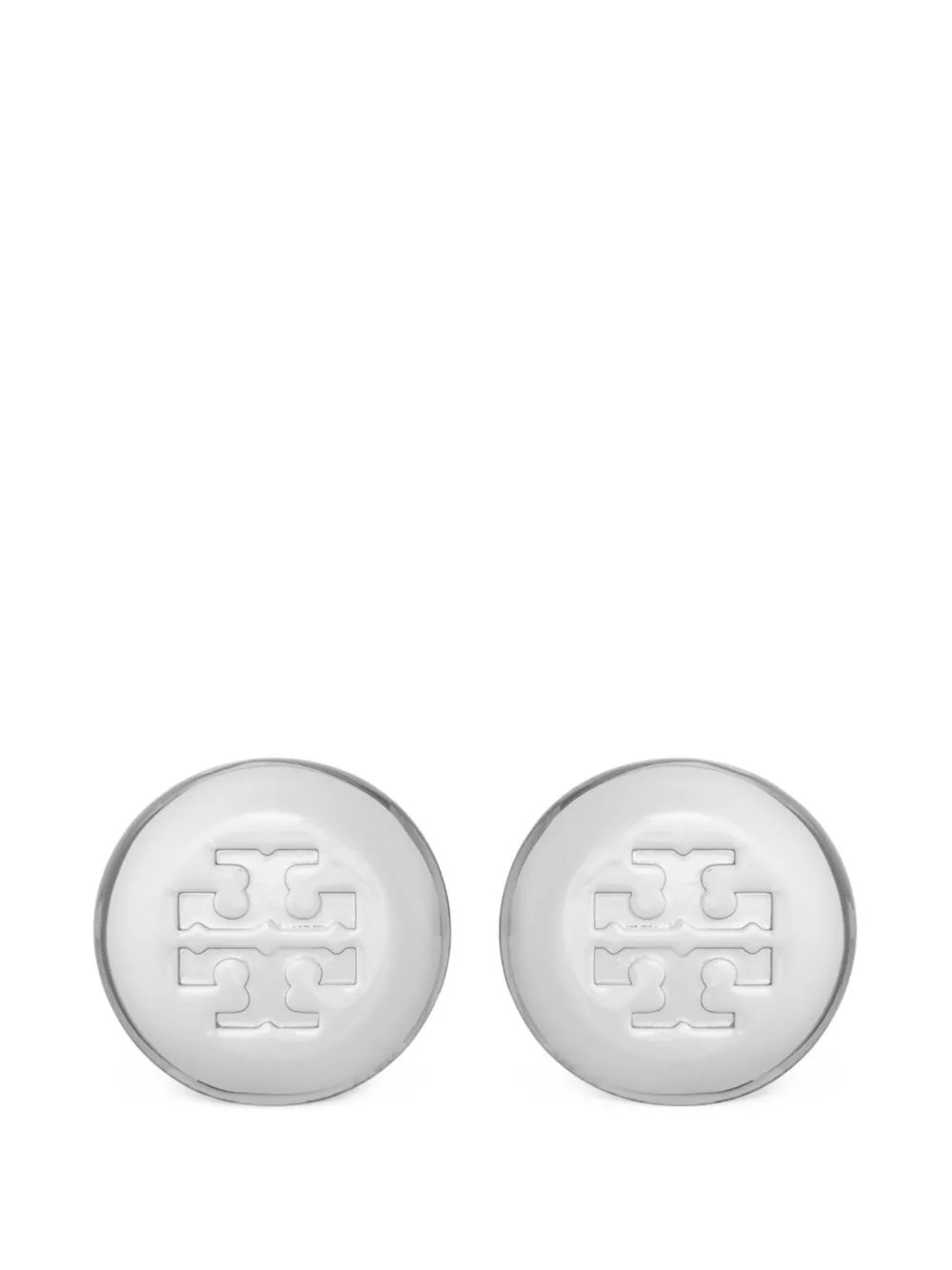 Tory Burch logo-engraved stud earrings - Silver