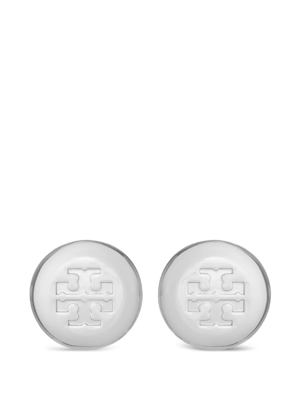 Tory Burch logo-engraved stud earrings - Argento