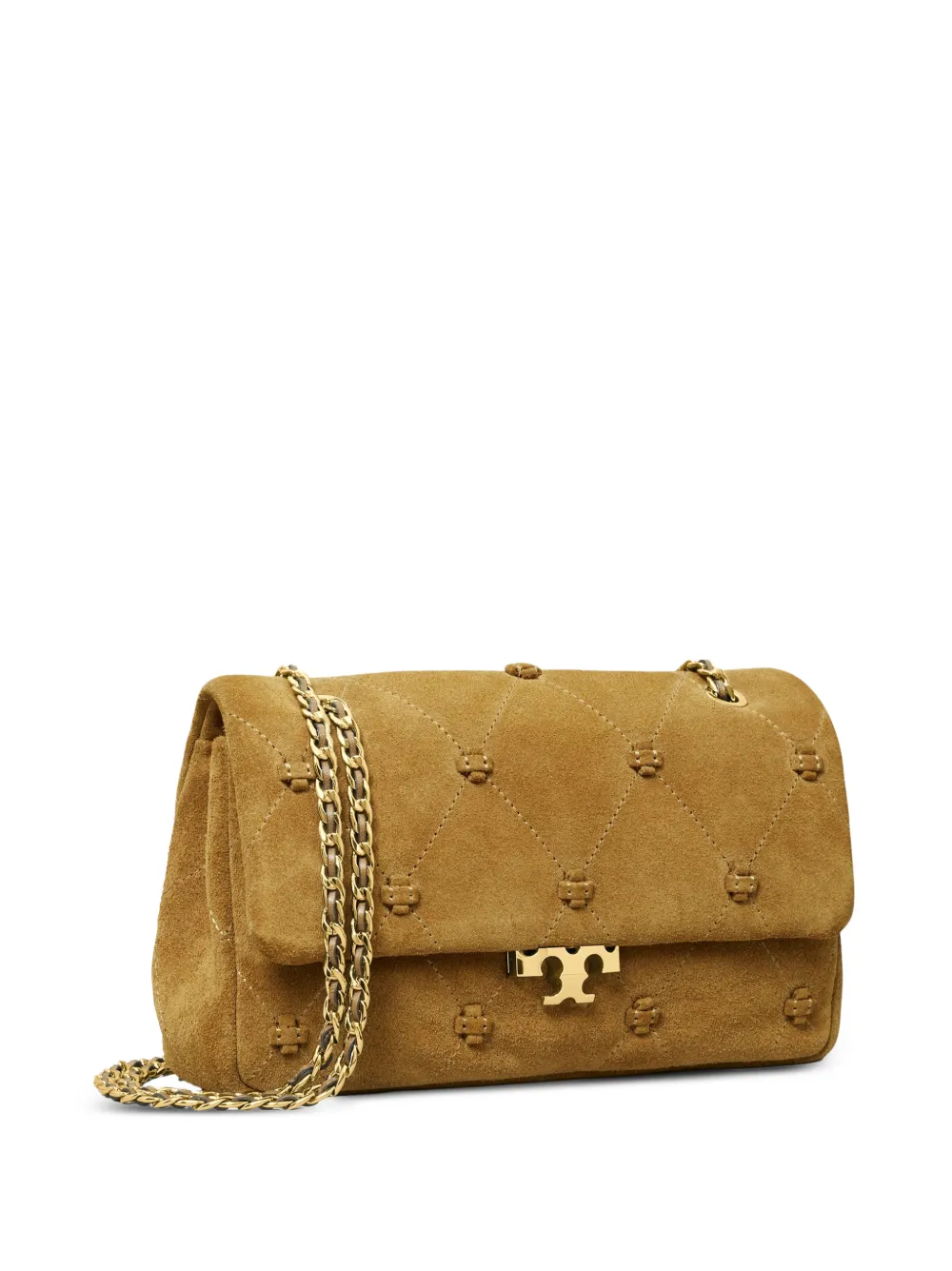 Tory Burch Bunny suède schoudertas met geknoopt detail Beige