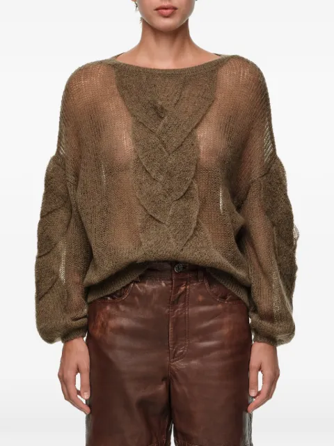 BIMBA Y LOLA olive mohair cable knit sweater