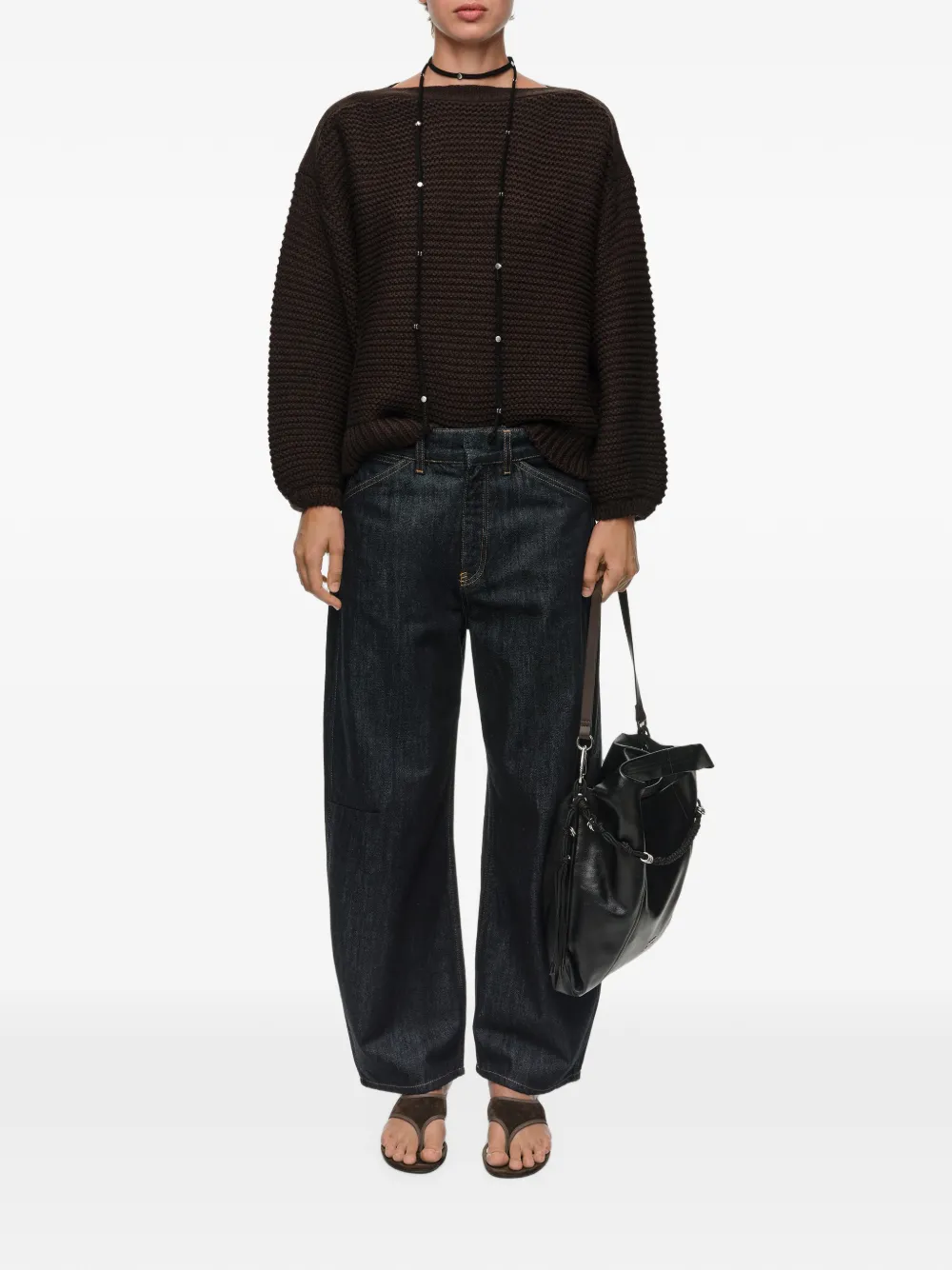 BIMBA Y LOLA Trui met boothals en volume Bruin