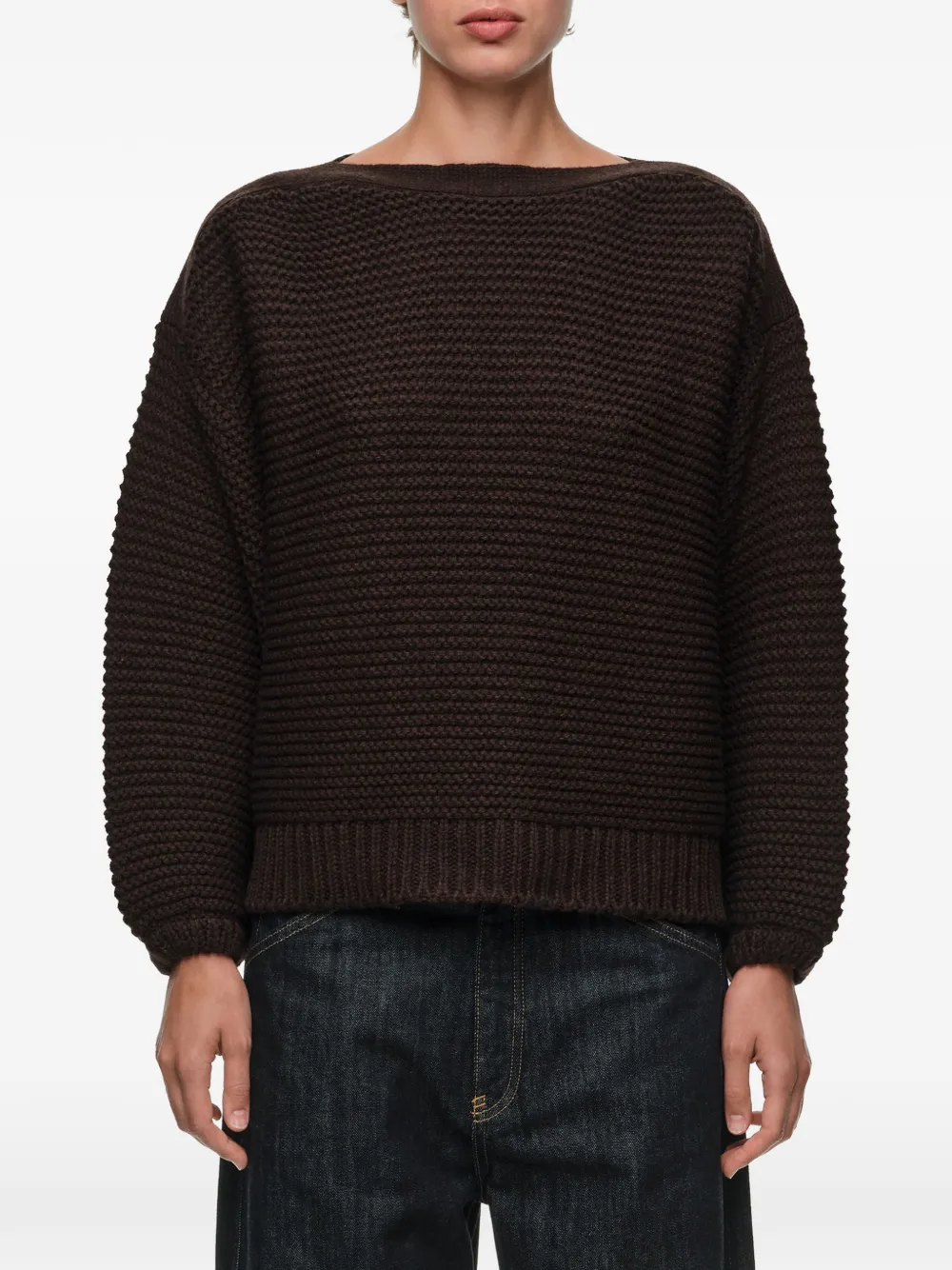 BIMBA Y LOLA Trui met boothals en volume Bruin
