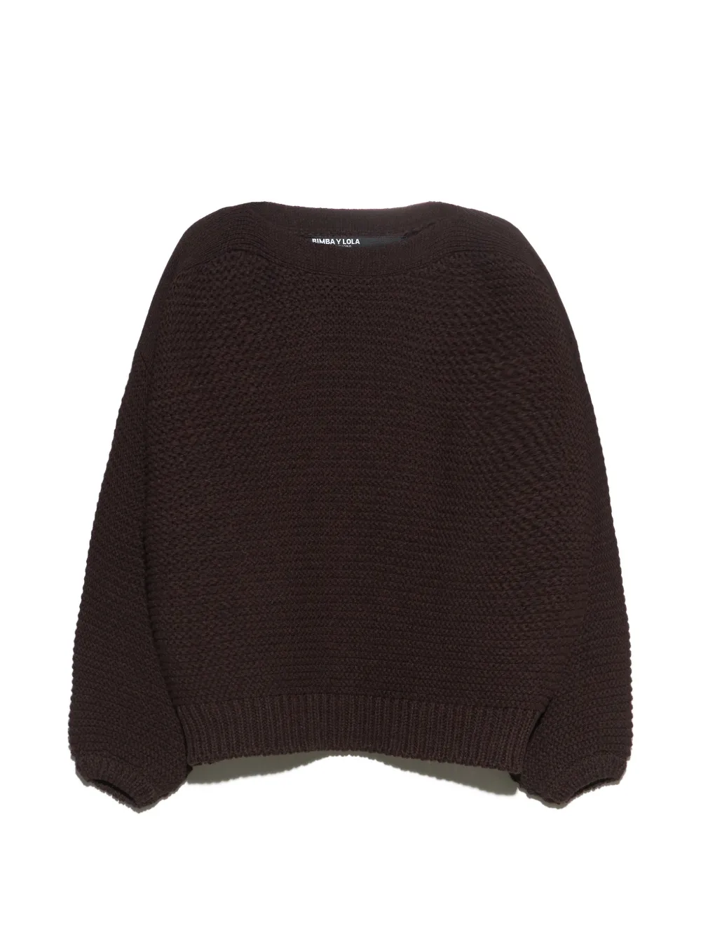 BIMBA Y LOLA dark chocolate boat-neck sweater with volume