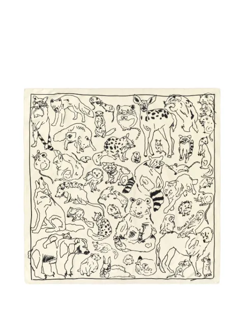 BIMBA Y LOLA  animal handkerchief sketch off white
