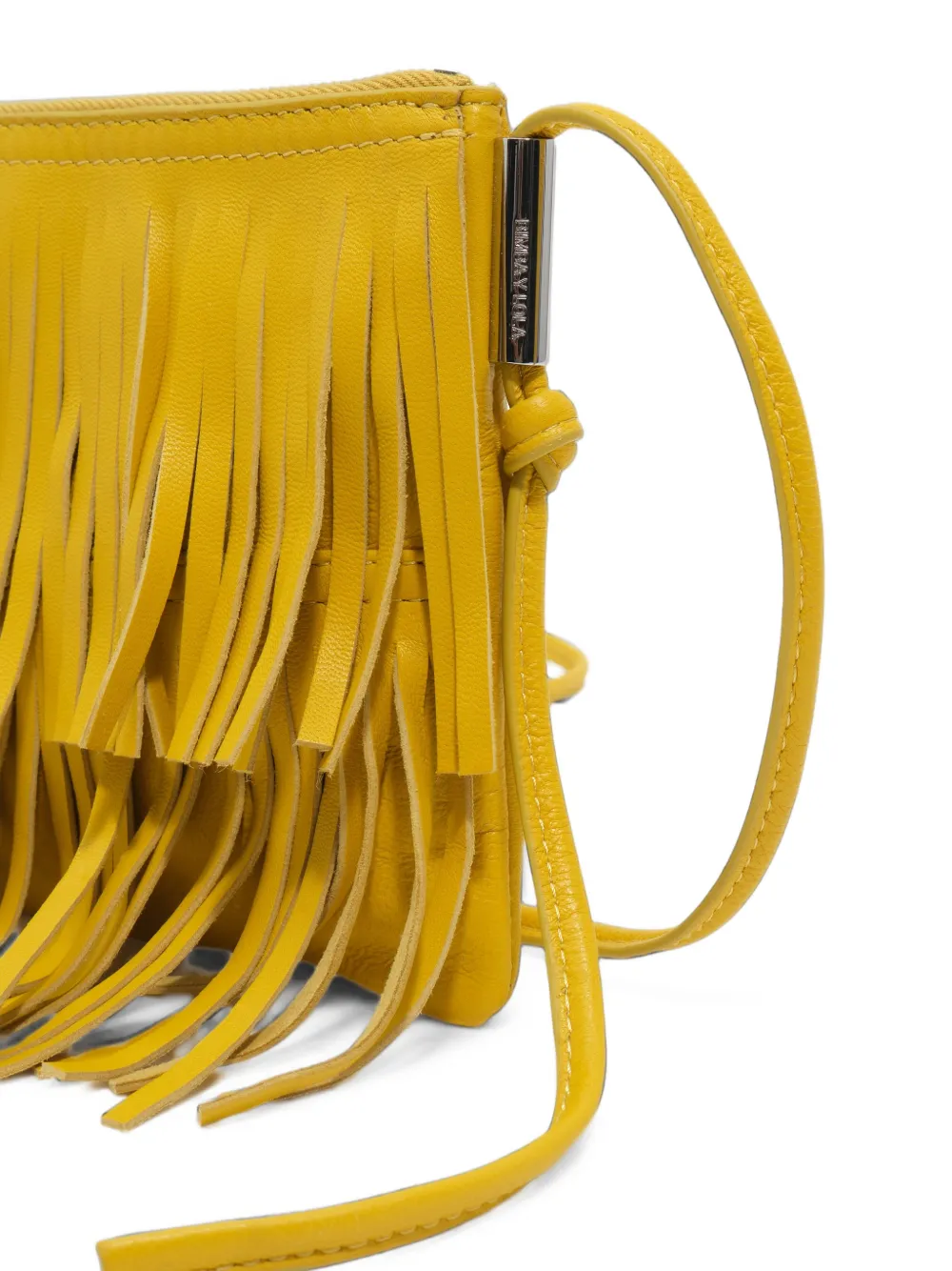 BIMBA Y LOLA Kleine leren clutch met franje Geel
