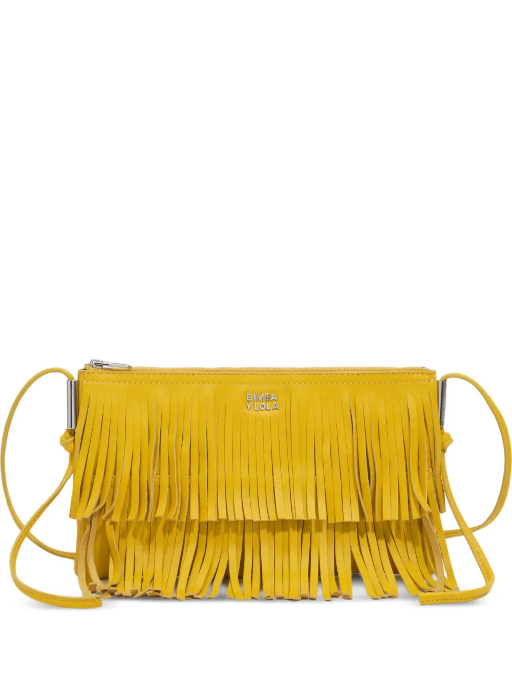 BIMBA Y LOLA small lemon leather fringed clutch bag