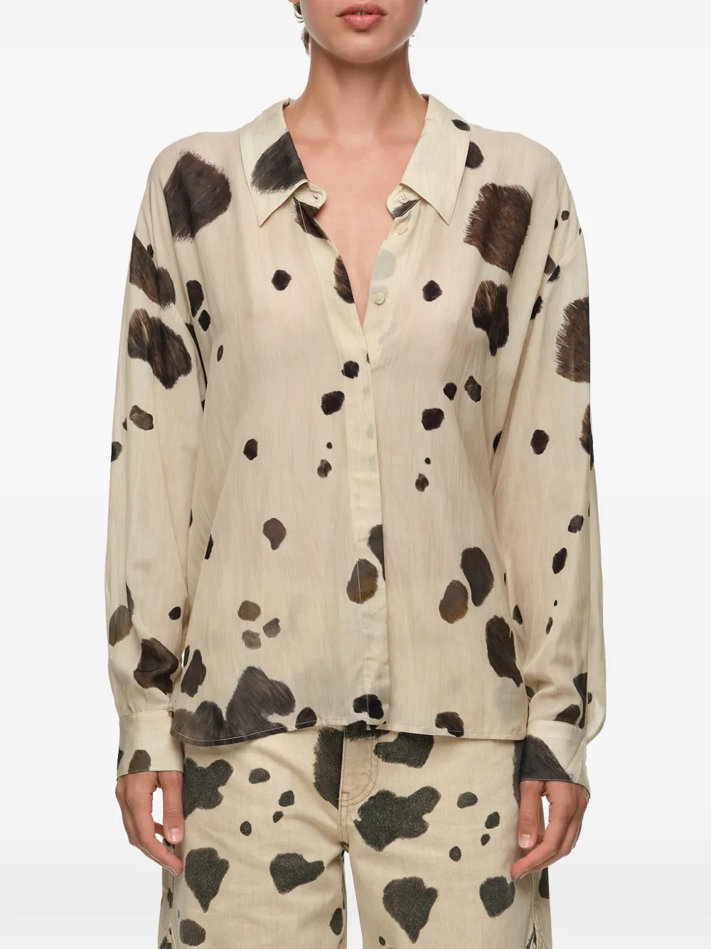 BIMBA Y LOLA Pony blouse met diepe halslijn Beige