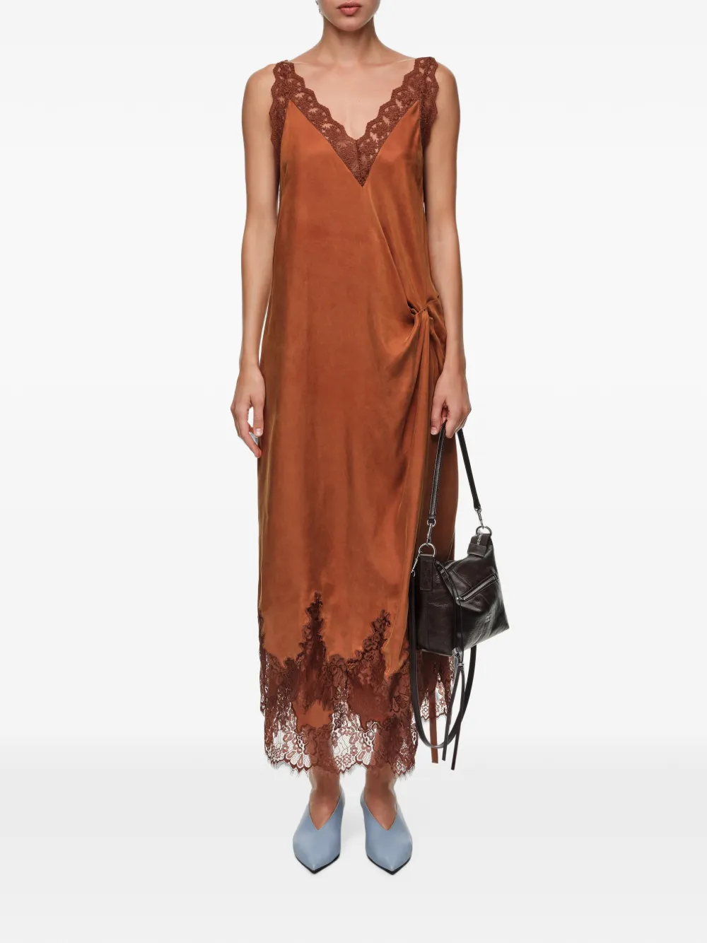 BIMBA Y LOLA Camisolejurk met geknoopt detail Bruin