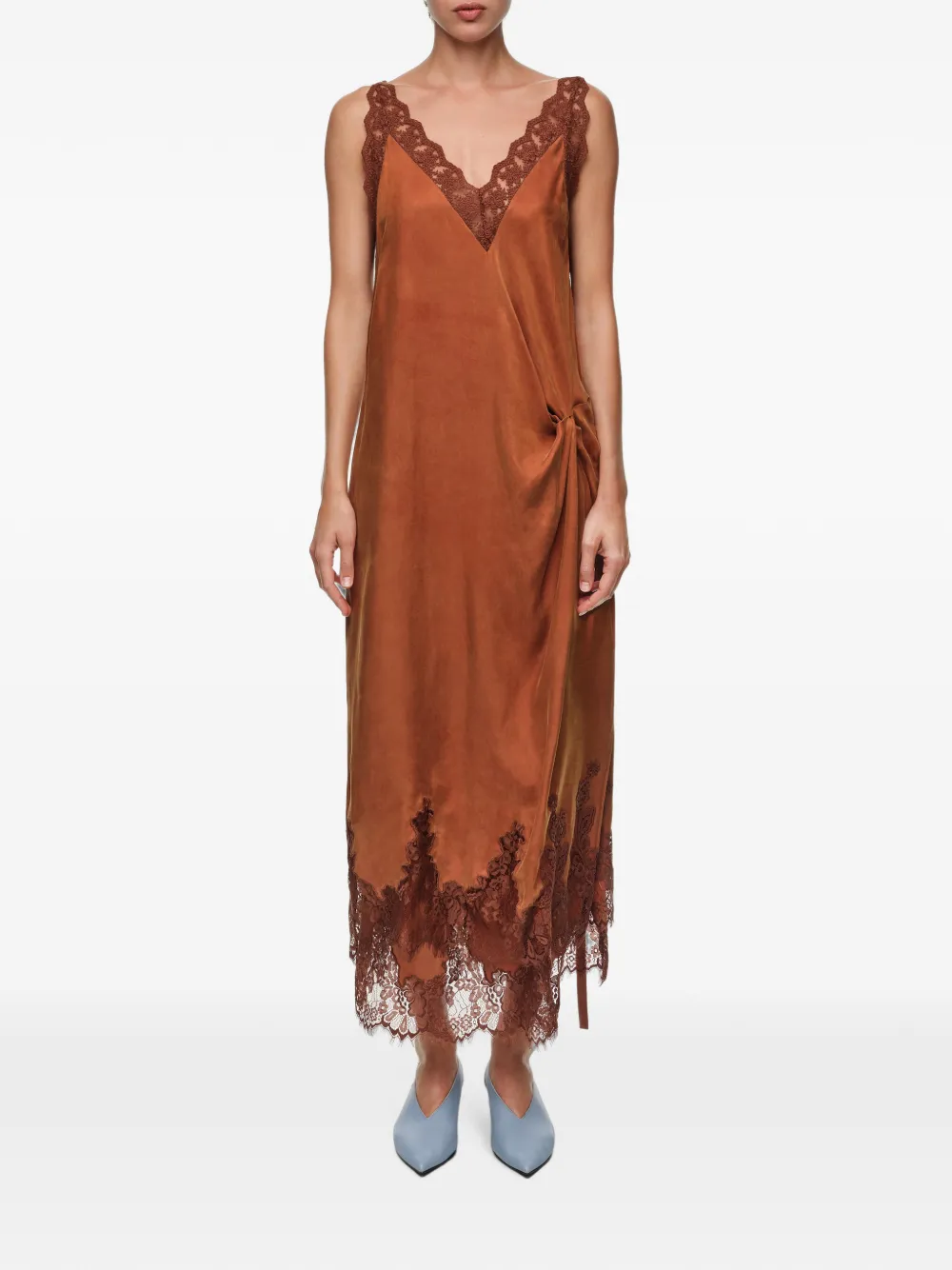 BIMBA Y LOLA Camisolejurk met geknoopt detail Bruin