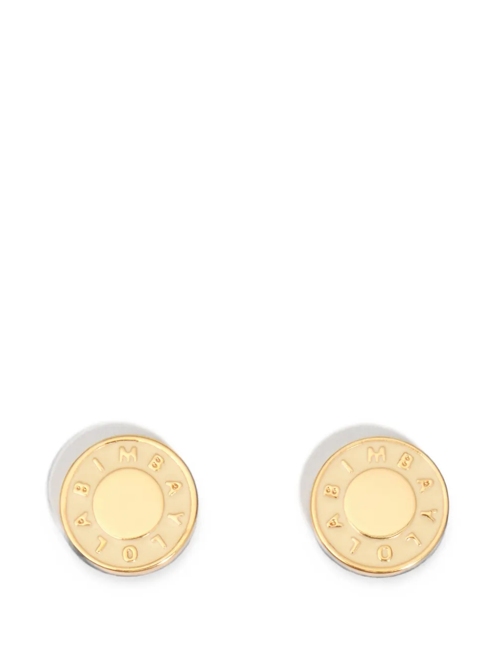 BIMBA Y LOLA ivory enamel logo earrings · OS
