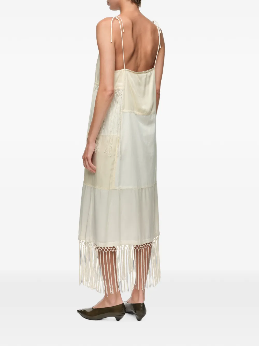 BIMBA Y LOLA Jurk met patchwork en franje Beige