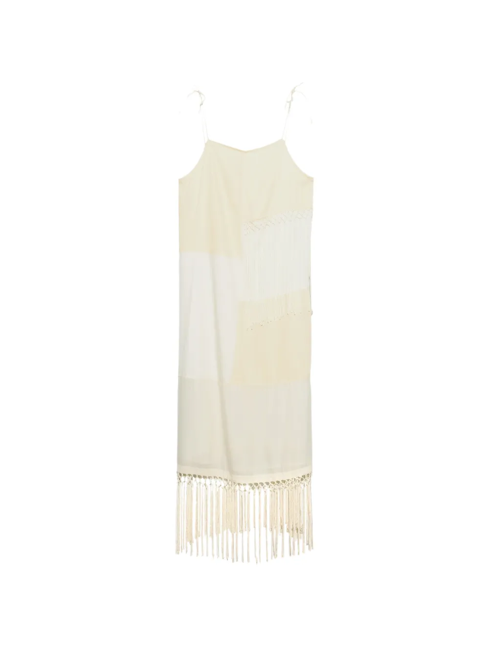 BIMBA Y LOLA robe patchwork crème à franges - Tons neutres