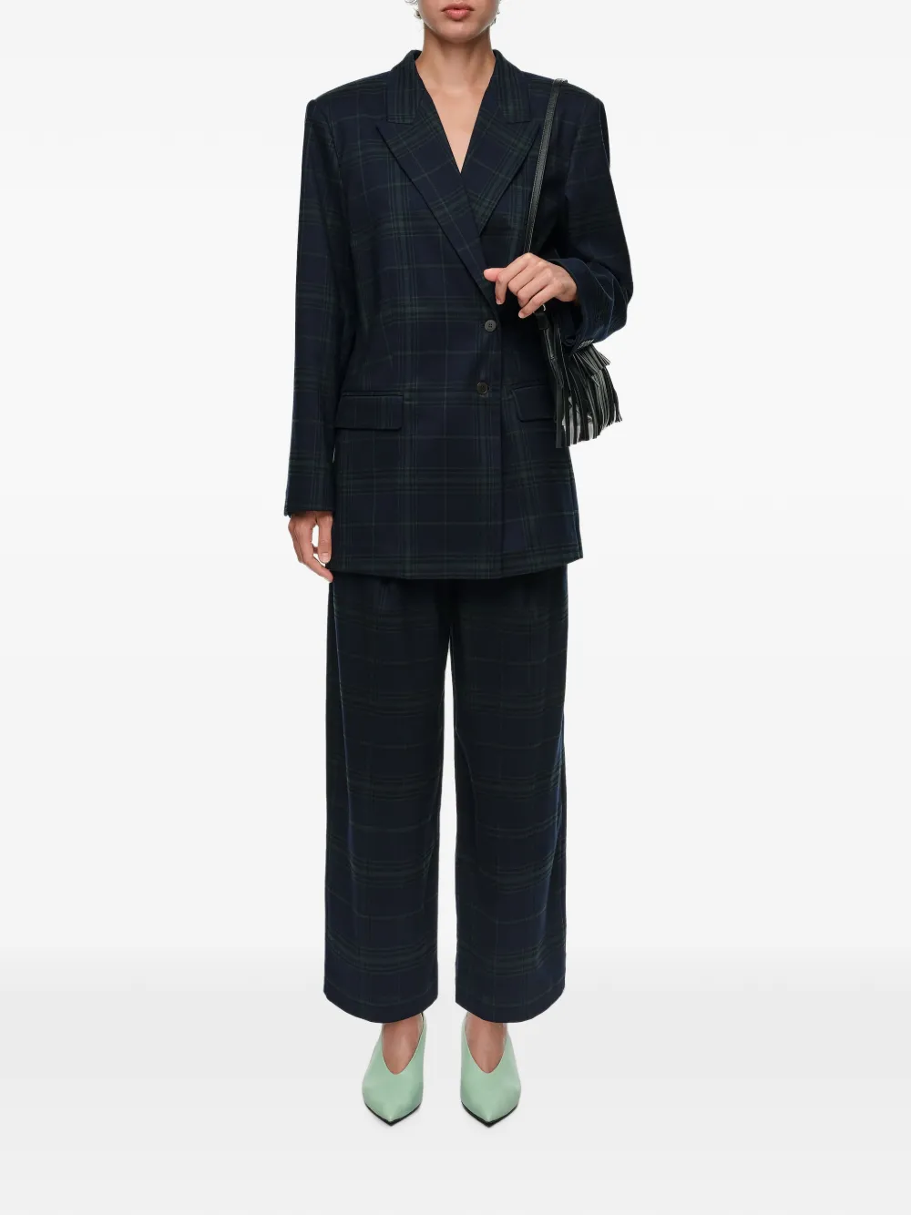 BIMBA Y LOLA Geruite barrelbroek met figuurnaden Blauw