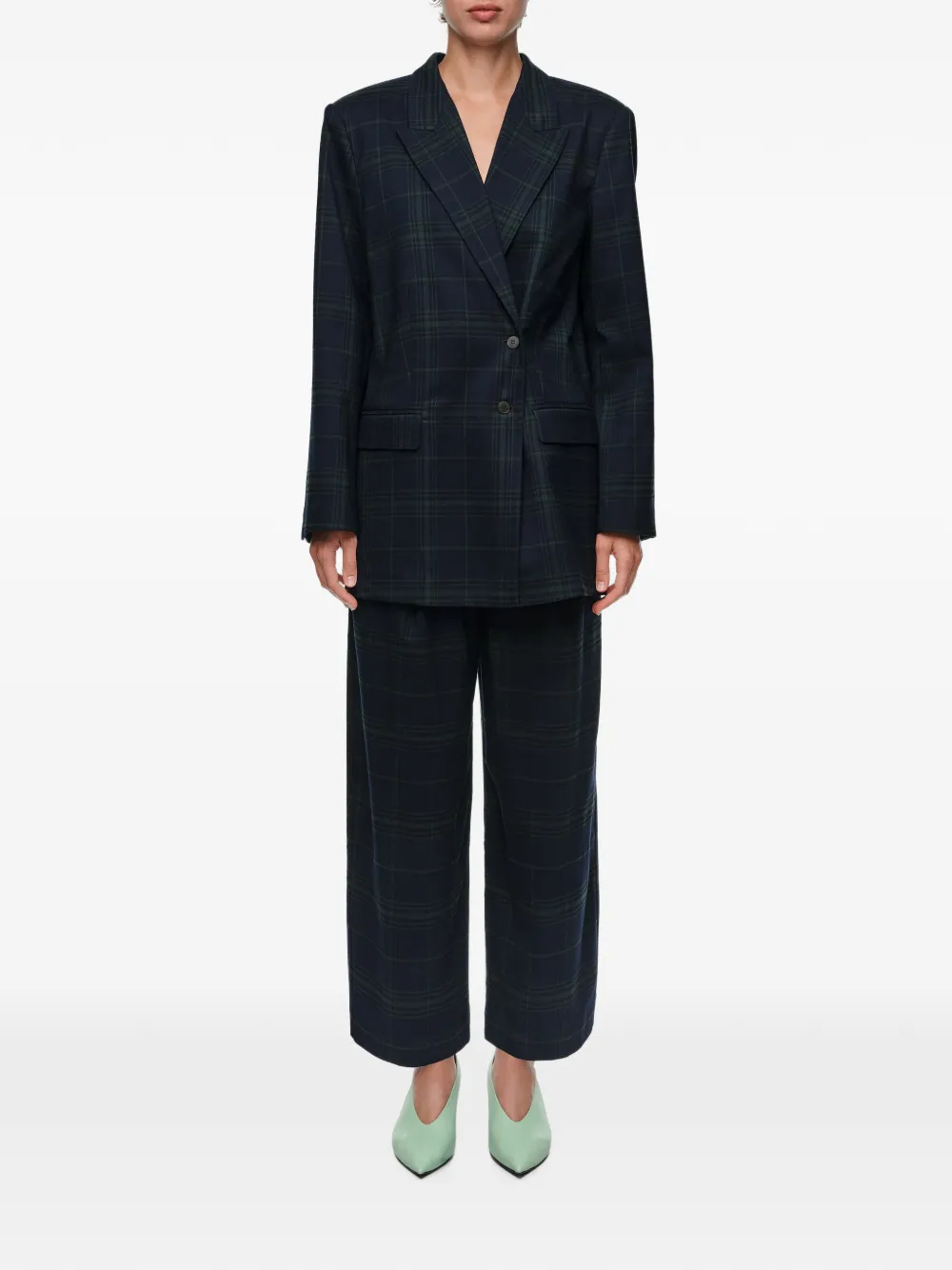 BIMBA Y LOLA Geruite barrelbroek met figuurnaden Blauw