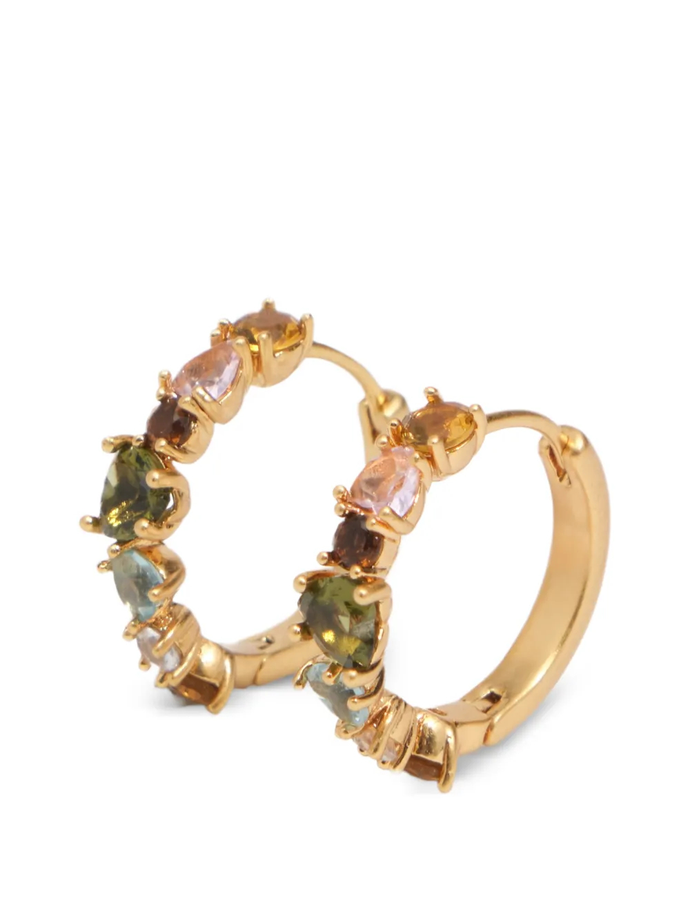 BIMBA Y LOLA small gold crystals heart hoop earrings - Oro