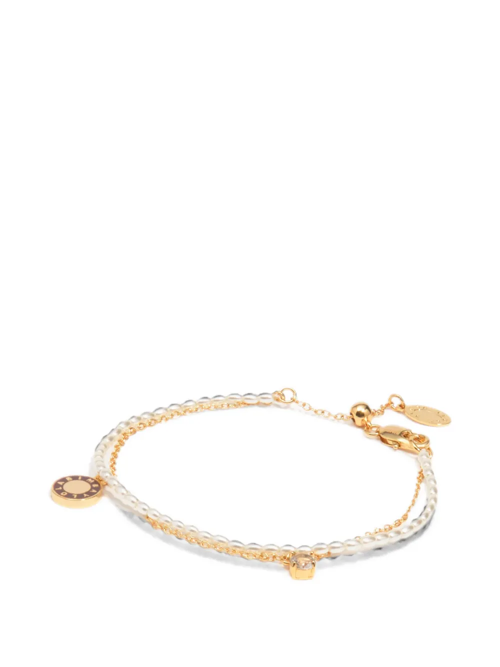 BIMBA Y LOLA brown-logo pearl double-chain bracelet · OS