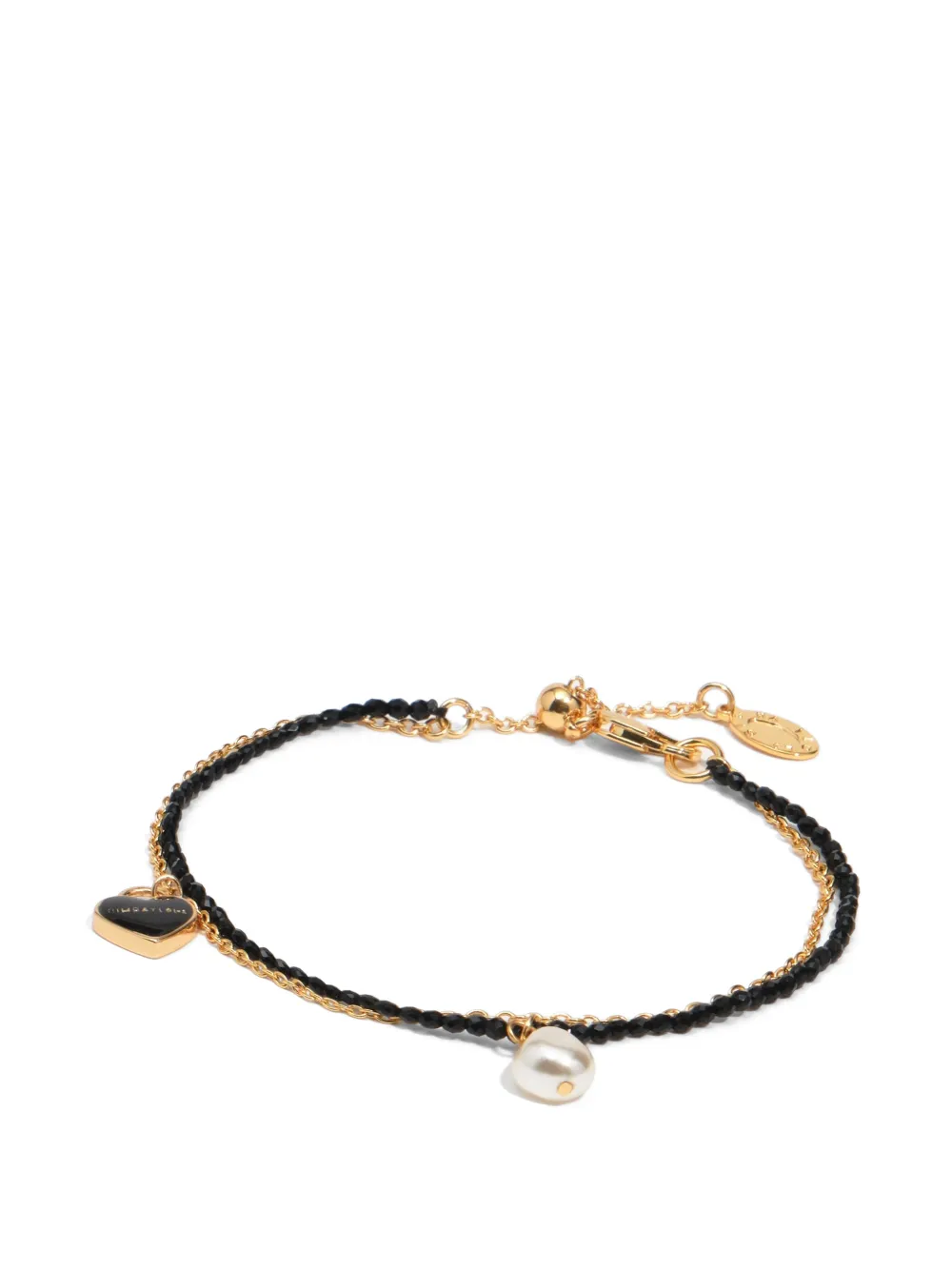 BIMBA Y LOLA black heart-logo double-chain bracelet