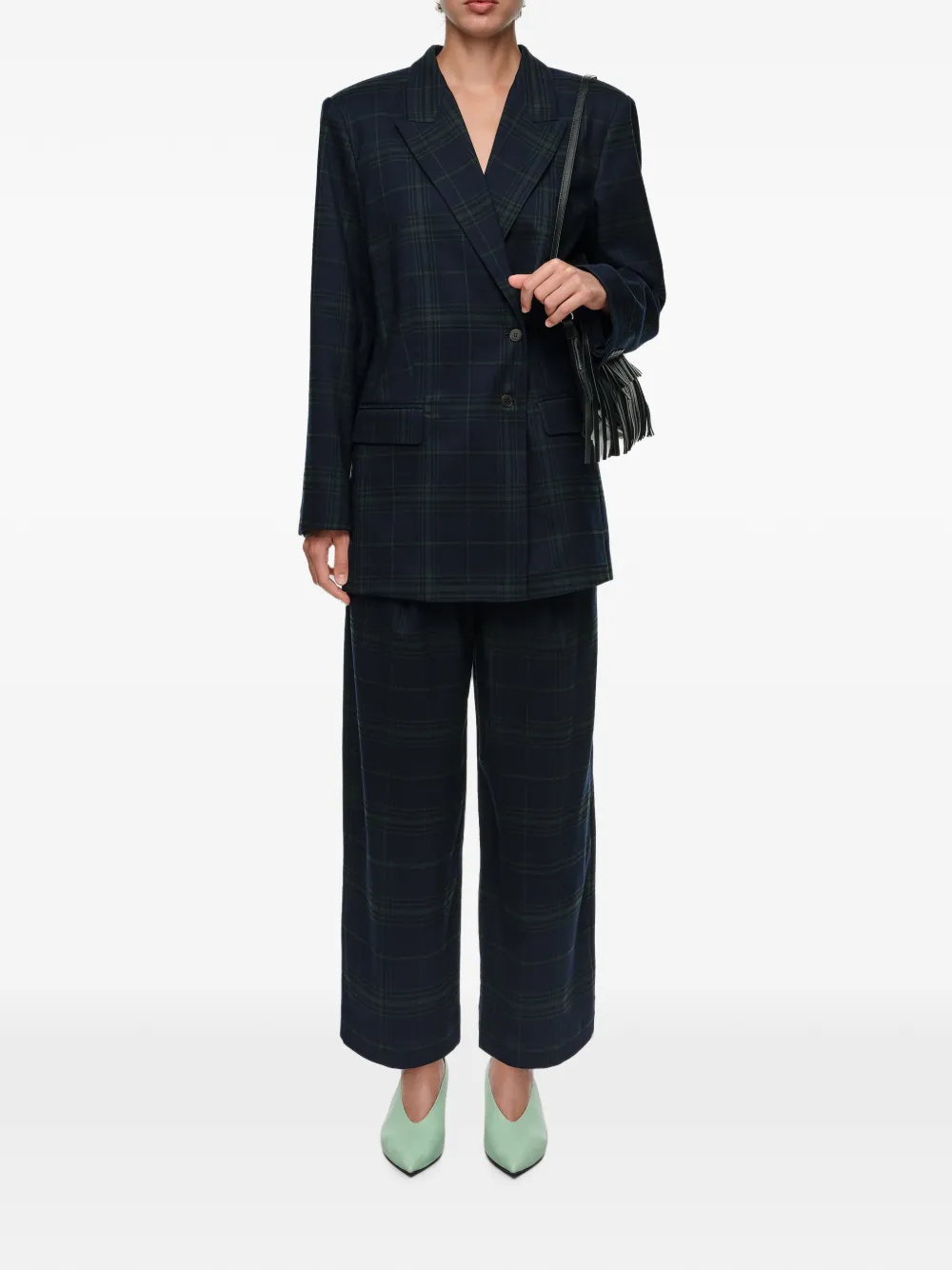 BIMBA Y LOLA Geruite barrelbroek met figuurnaden Blauw
