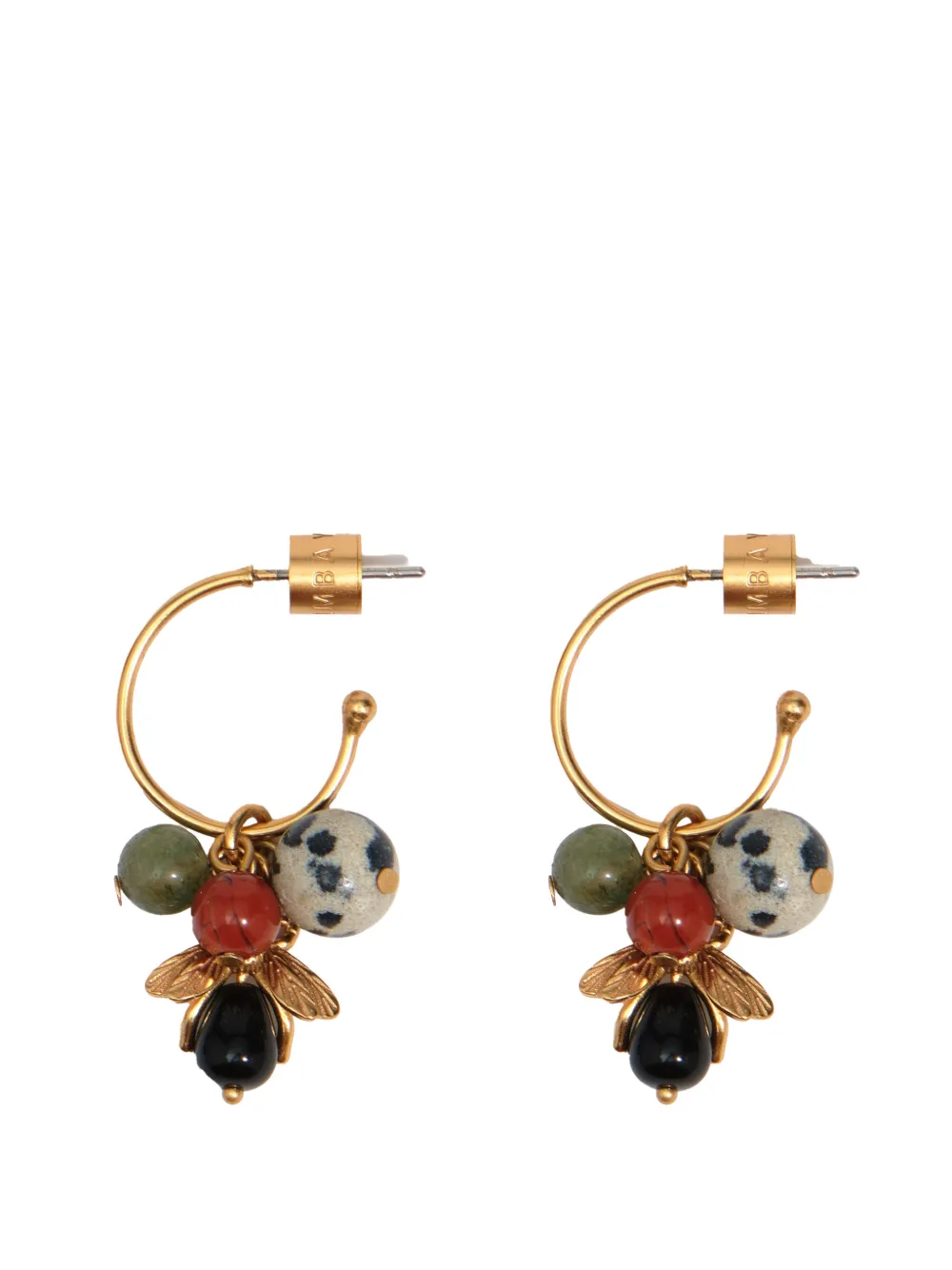 BIMBA Y LOLA medium gold bee and stones hoop earrings - Oro
