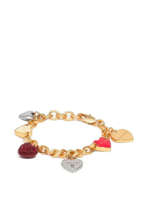 BIMBA Y LOLA chain bracelet with enamel crystal hearts and logo