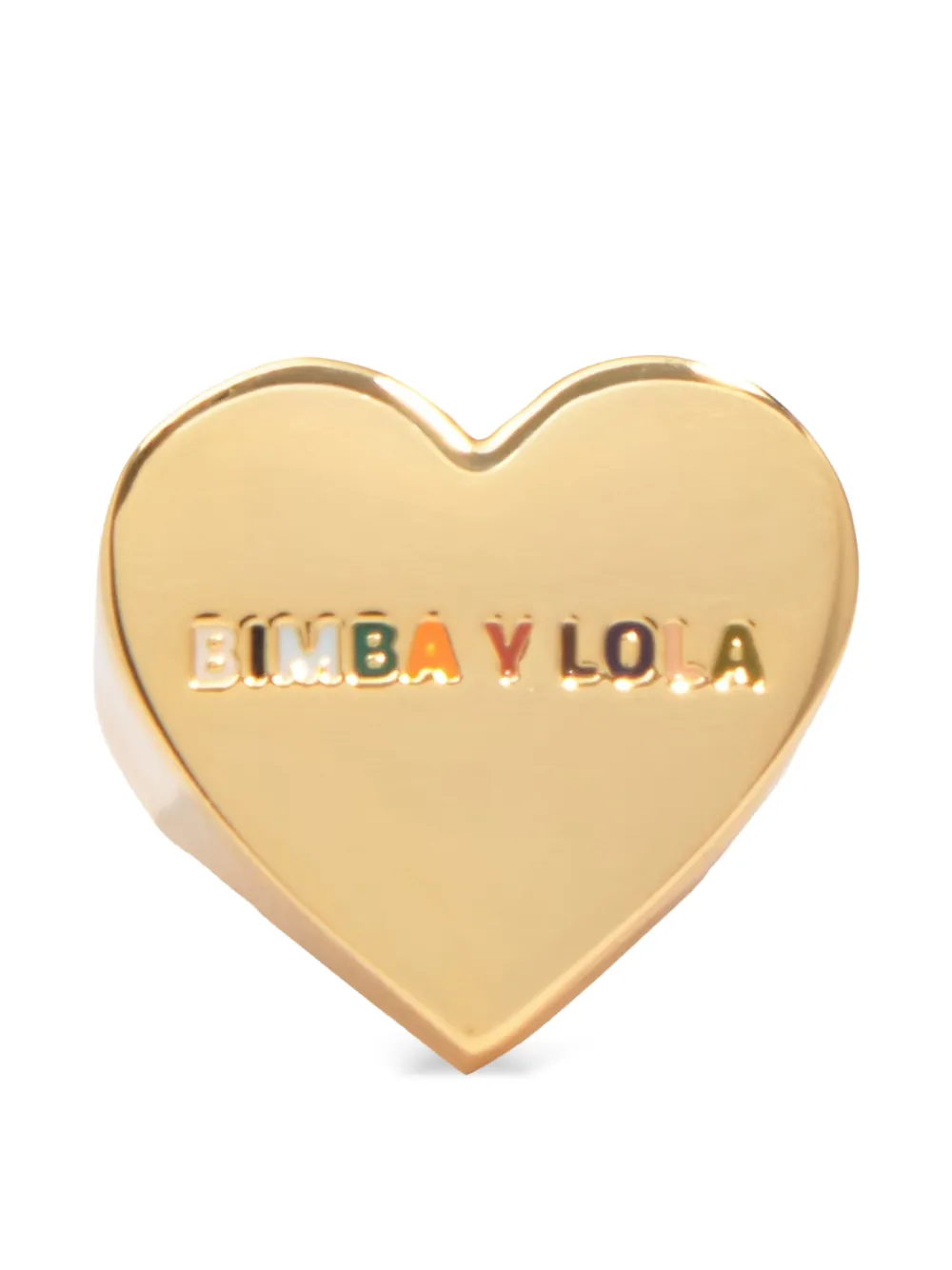 BIMBA Y LOLA multicolored-logo gold-tone heart ring - Oro