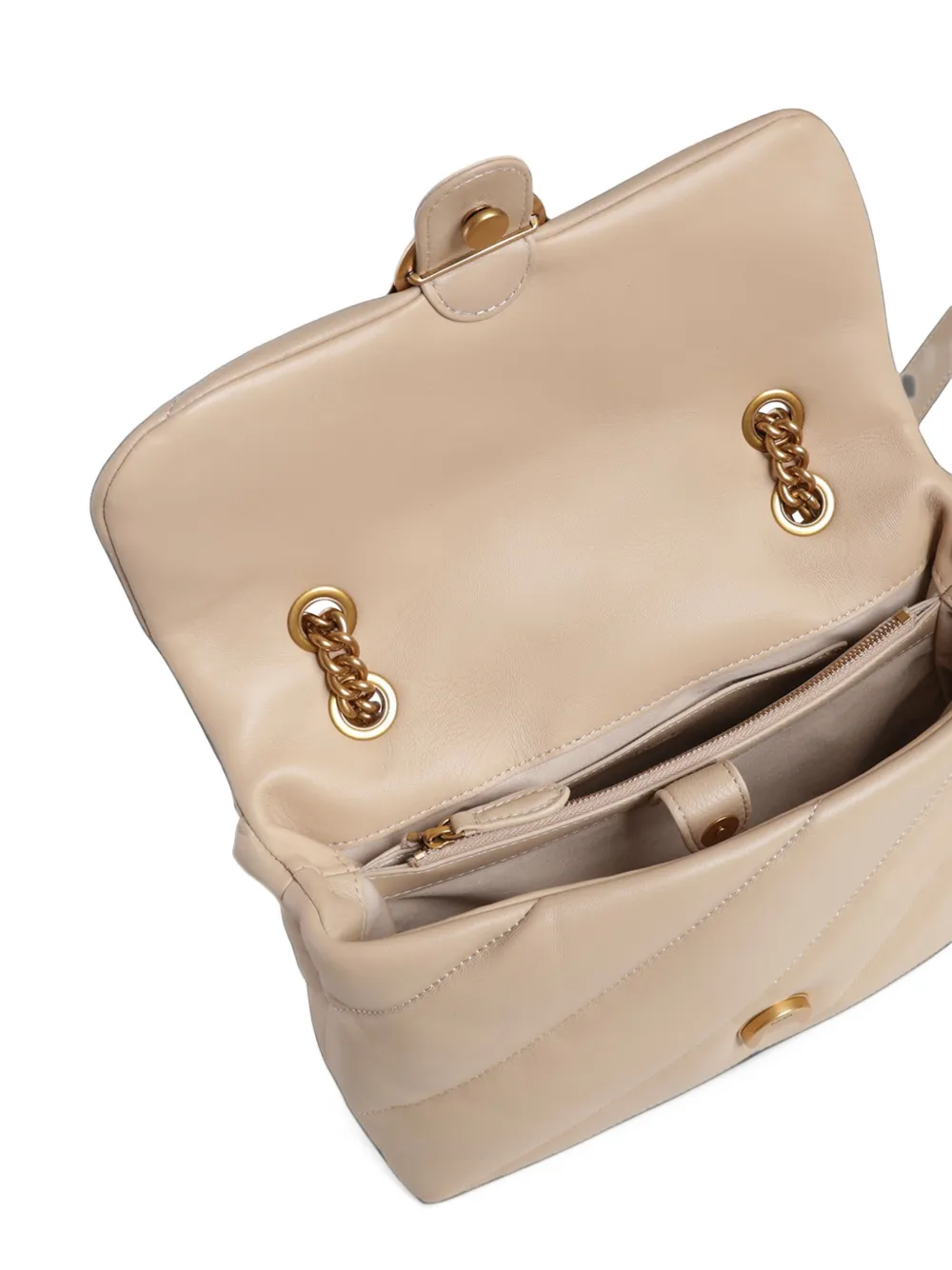 PINKO Medium Love Bag gewatteerde leren schoudertas Beige