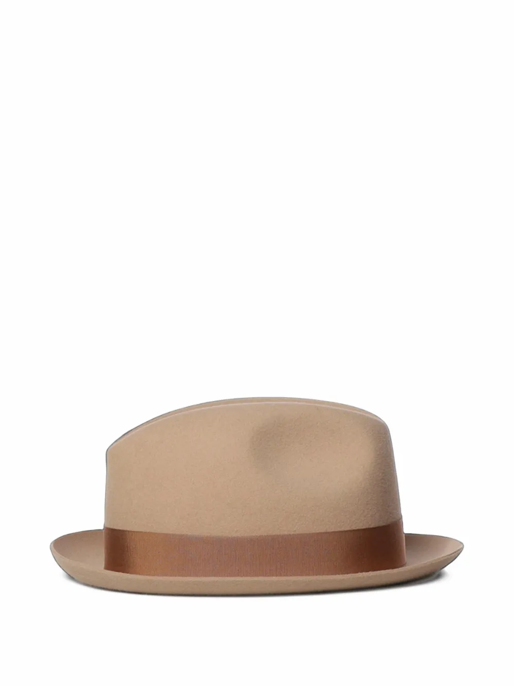 Borsalino Vilten hoed met grosgrain afwerking Beige