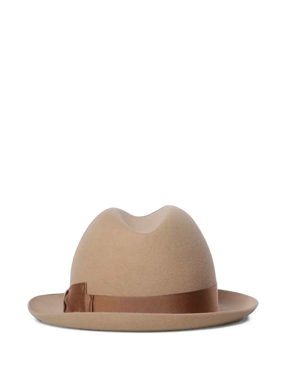 Borsalino Vilten hoed met grosgrain afwerking Beige
