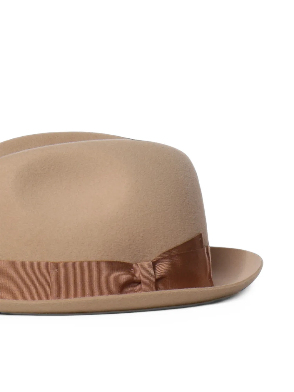 Borsalino Vilten hoed met grosgrain afwerking Beige