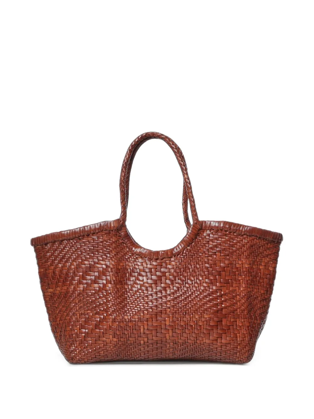 DRAGON DIFFUSION Nantucket Optical woven-leather tote bag - Marron