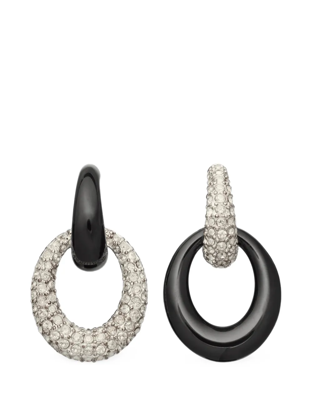 Tory Burch pierced pavé doorknocker earrings - Silver