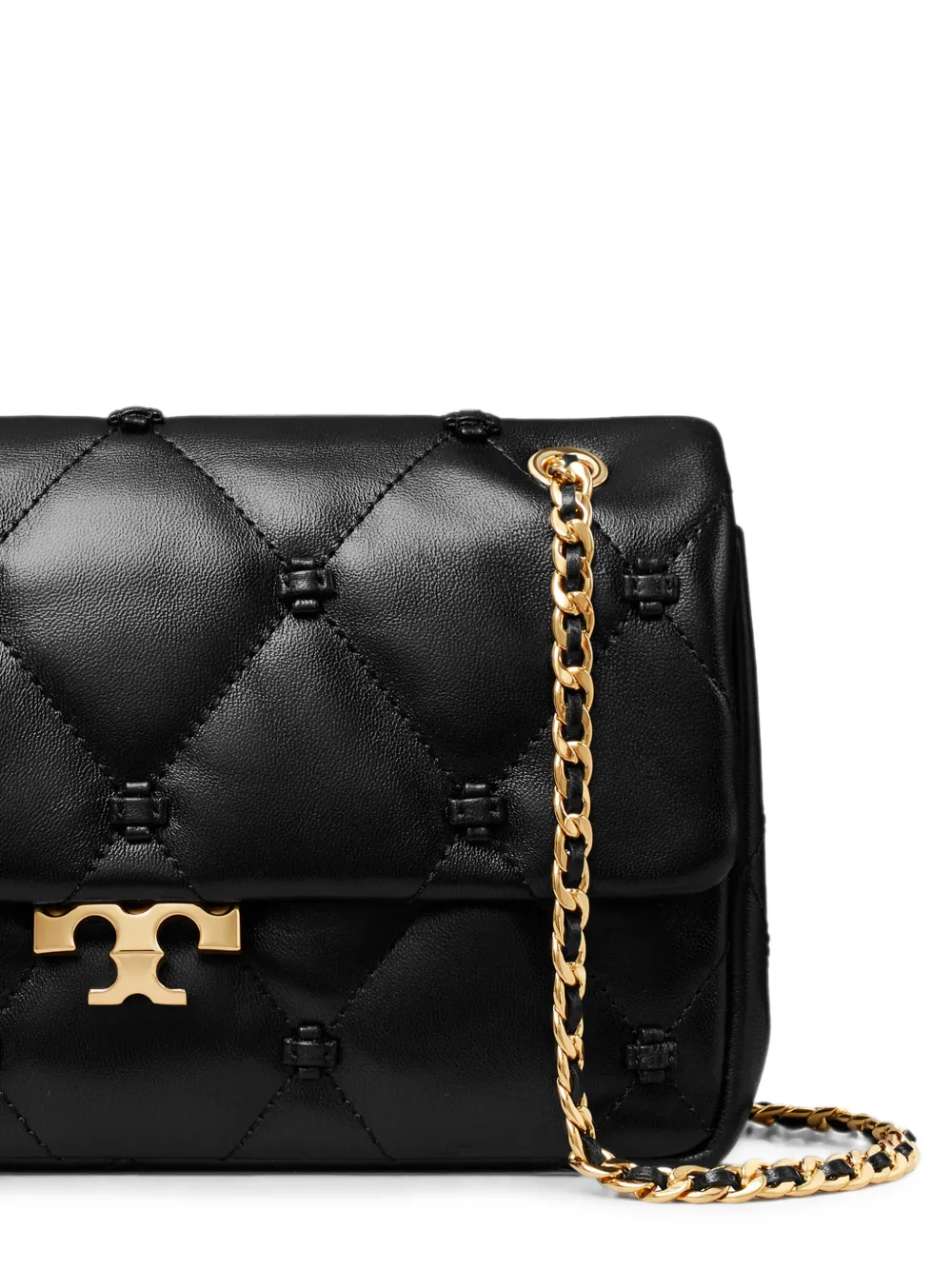Tory Burch Kleine Bunny gewatteerde schoudertas met logo-plakkaat Zwart