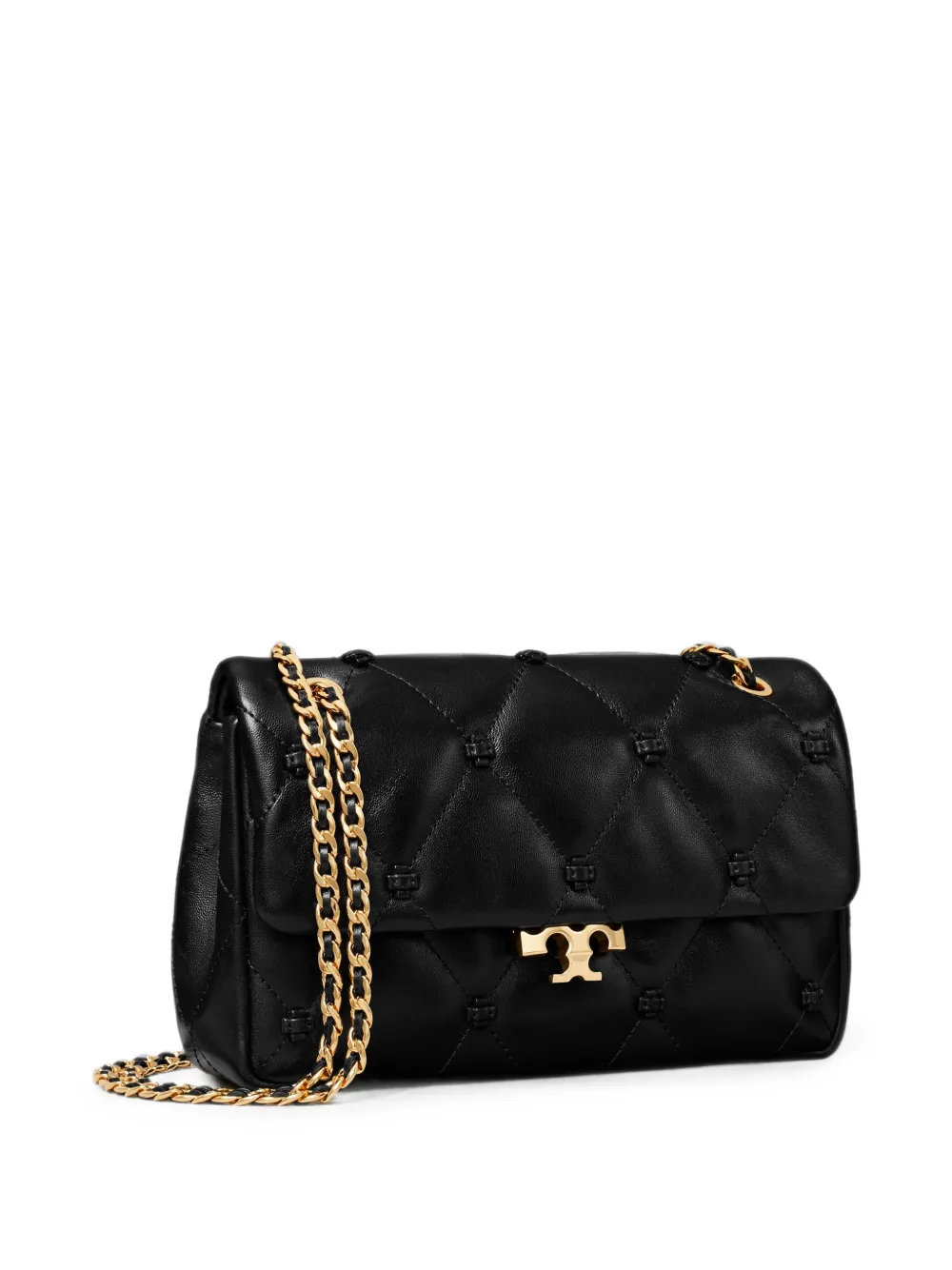Tory Burch Kleine Bunny gewatteerde schoudertas met logo-plakkaat Zwart