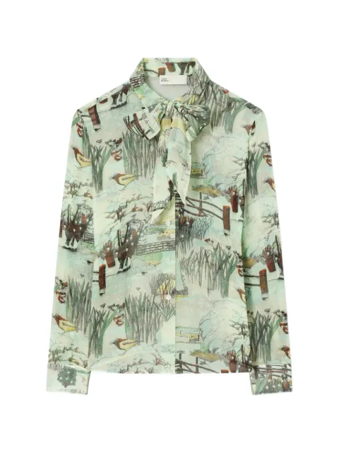 Tory Burch printed chiffon bow blouse