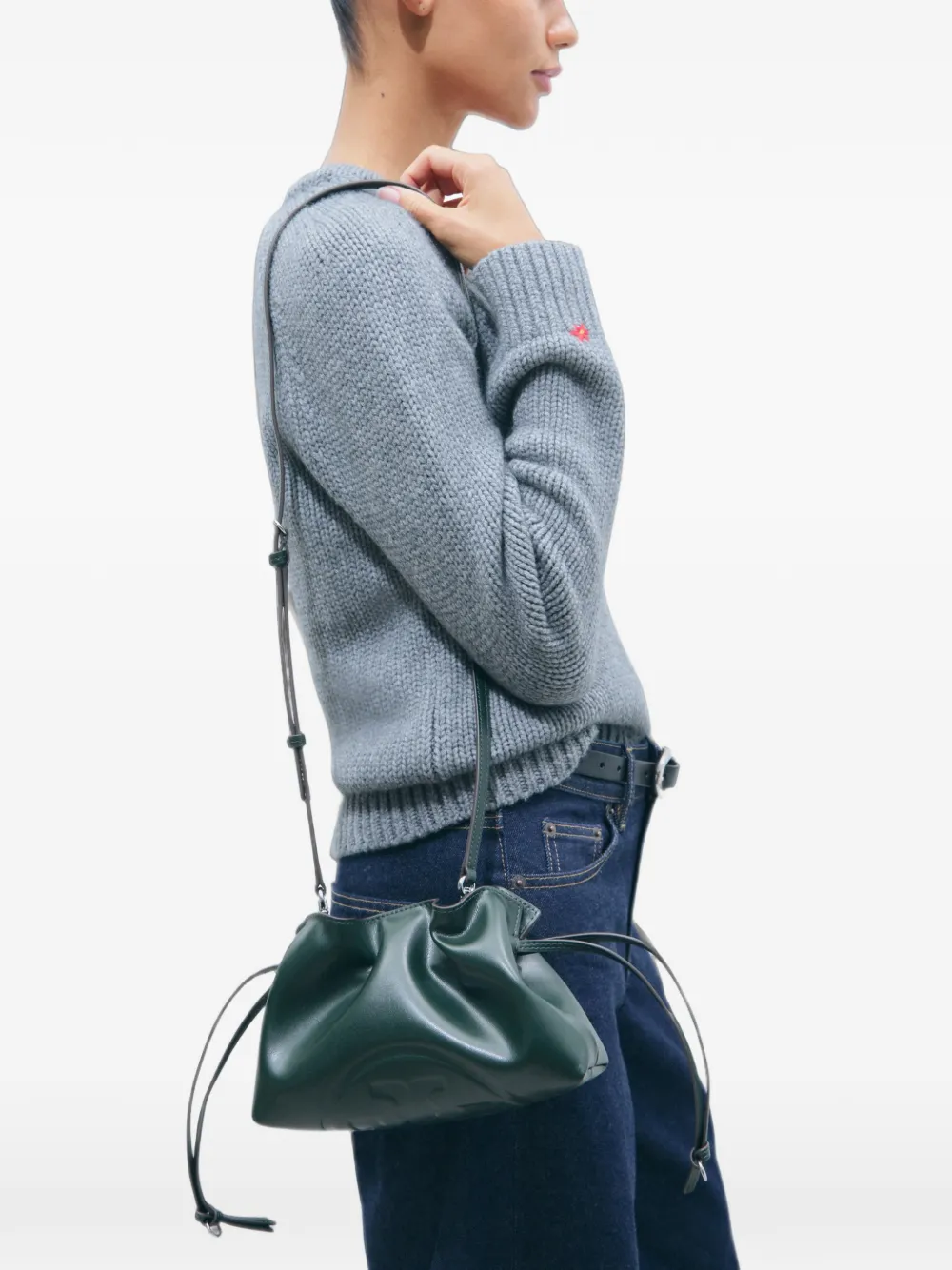 Tory Burch Ella gerecyclede buidel met trekkoord Groen