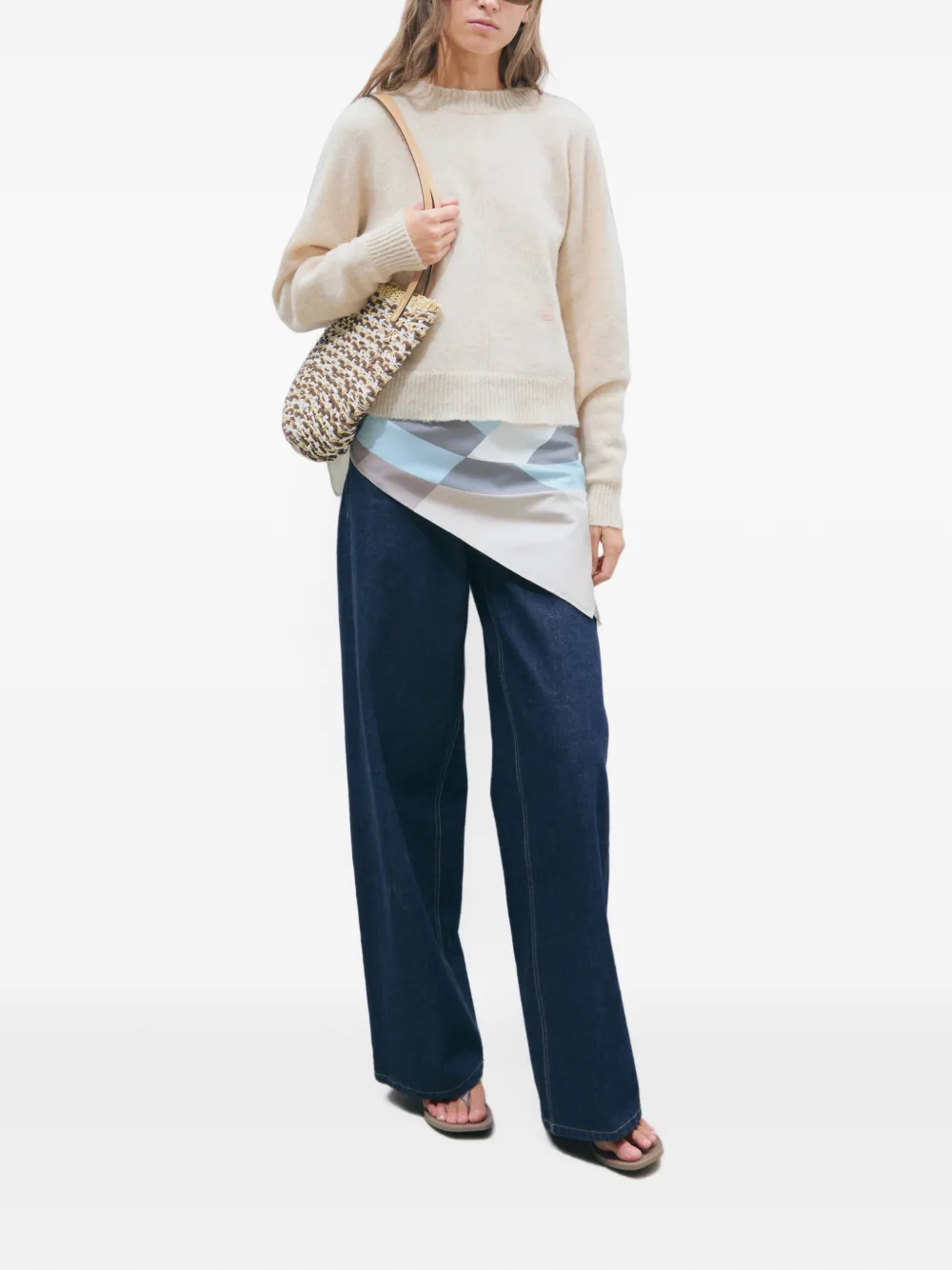 Tory Burch Geo zijden sjaal met colourblocking Grijs