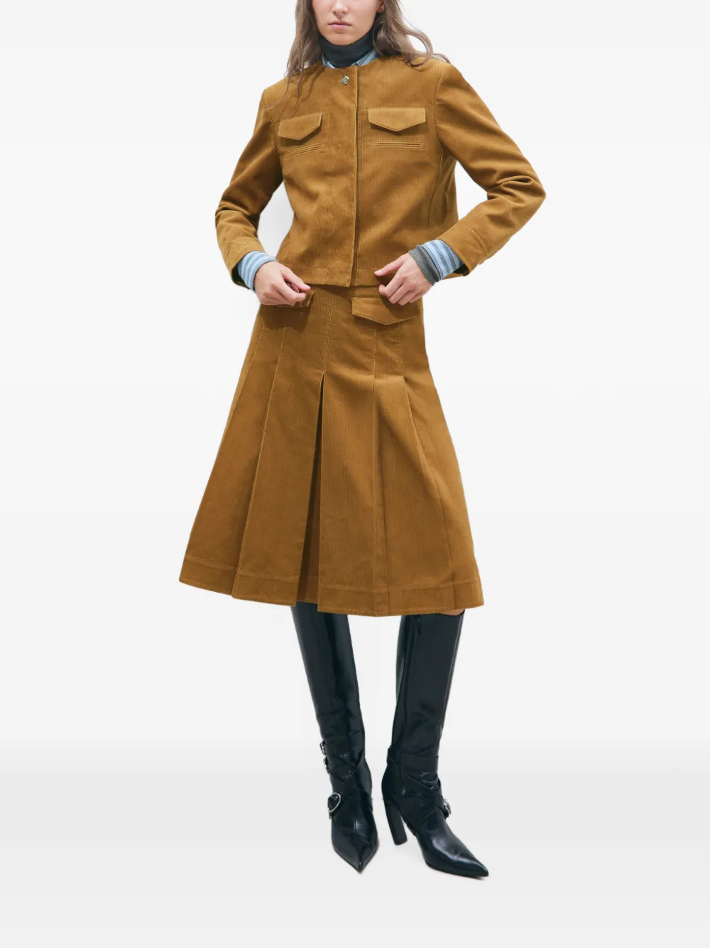 Tory Burch Ribfluwelen jack Bruin